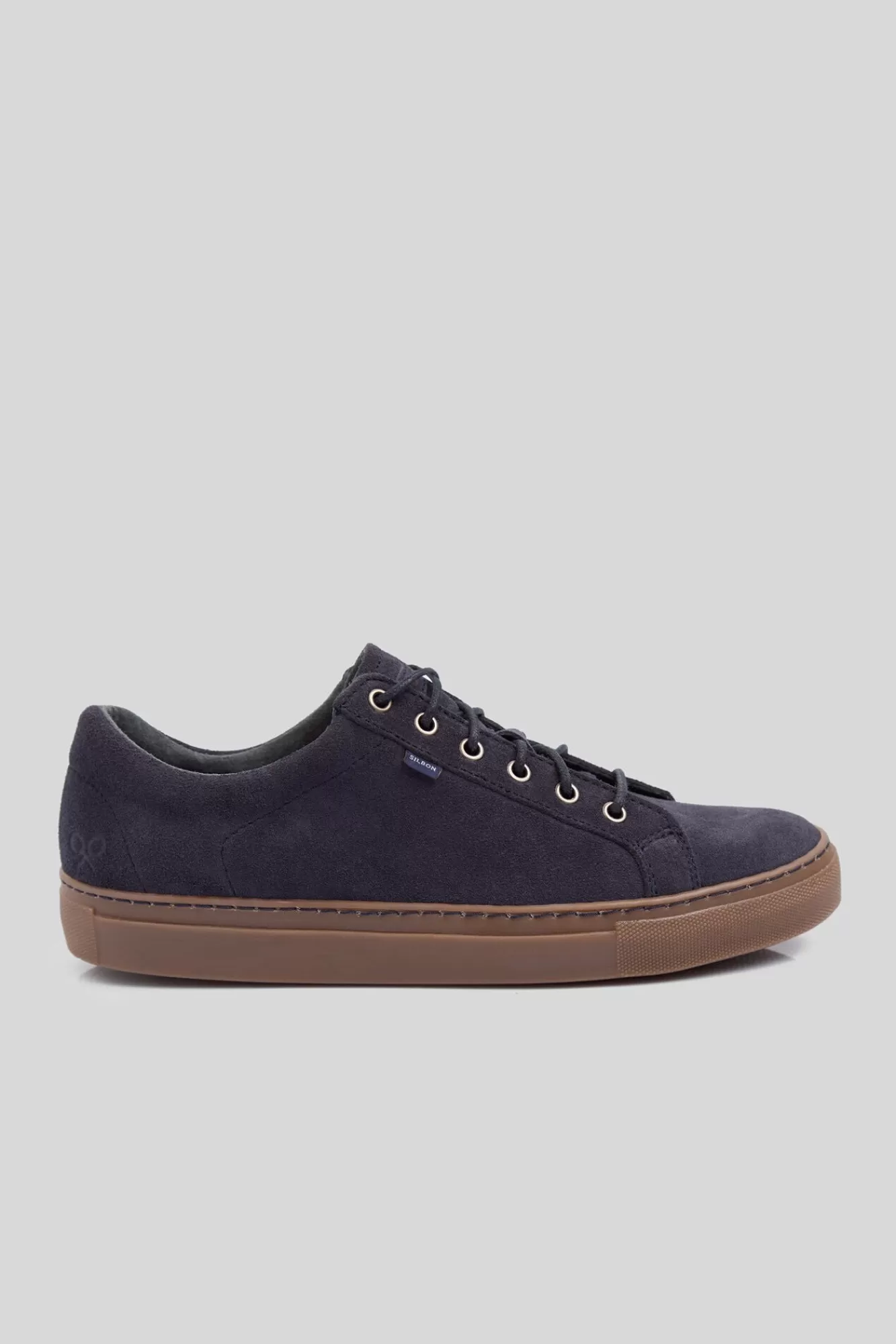 Sale Silbon Anthracite Split Leather Trainer Grey