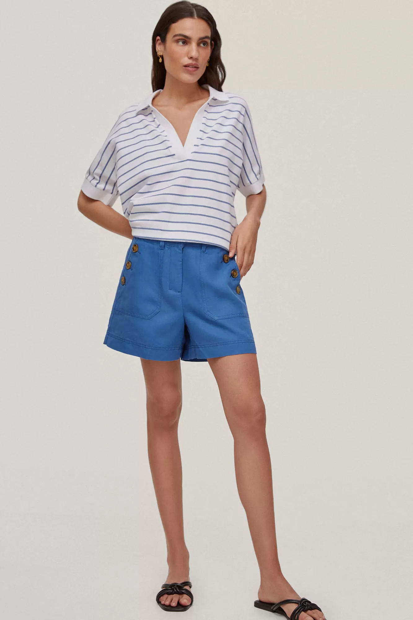 Online Pedro del Hierro Bermuda Lino Algodon Blue