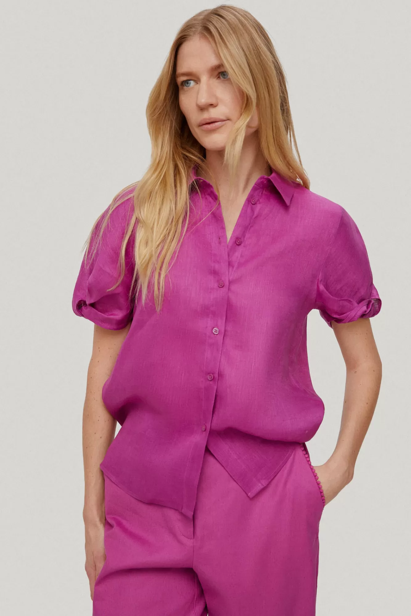 New Pedro del Hierro Blouse With Cuff Details Pink