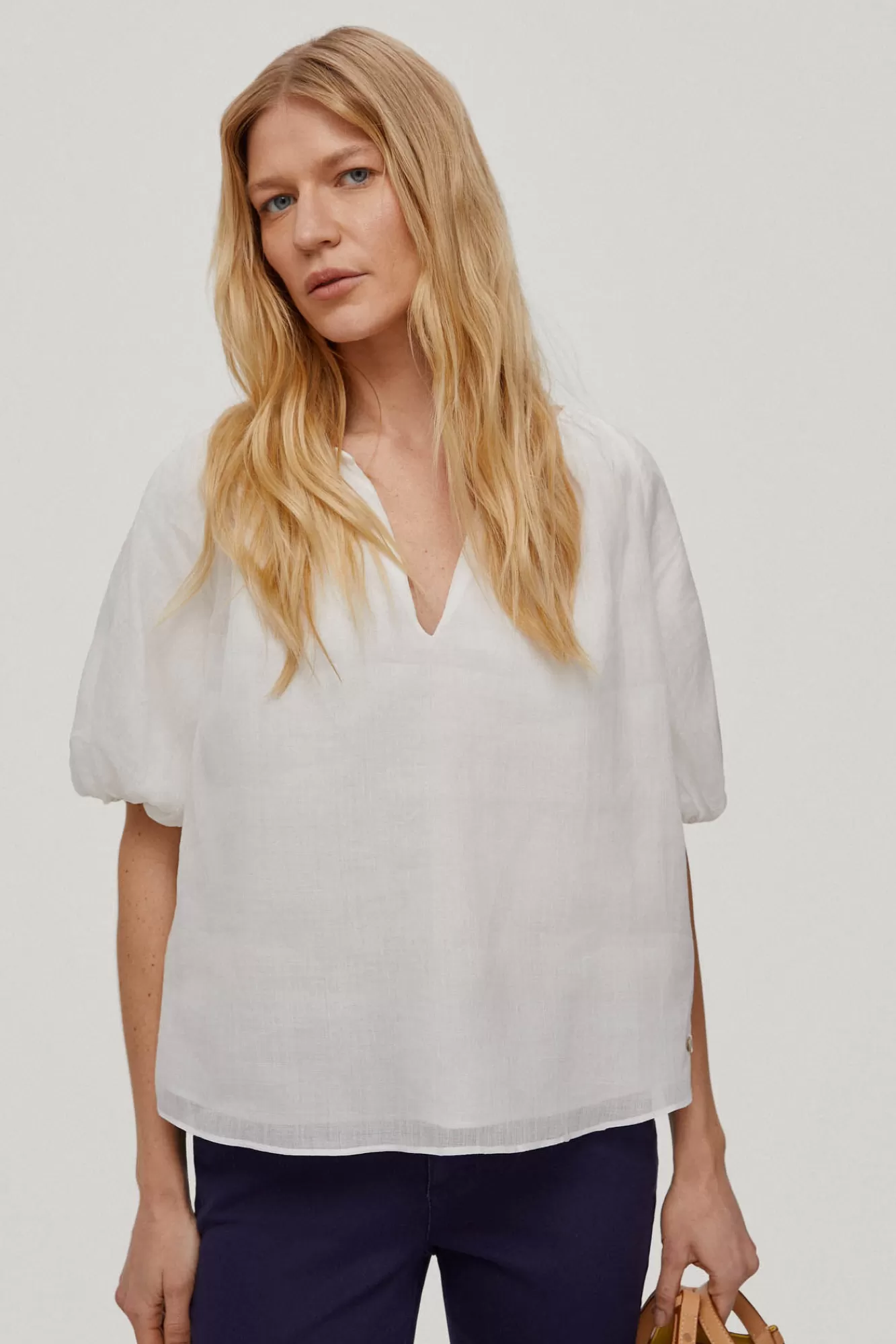 Sale Pedro del Hierro Blouse With Puffed Sleeves Ecru