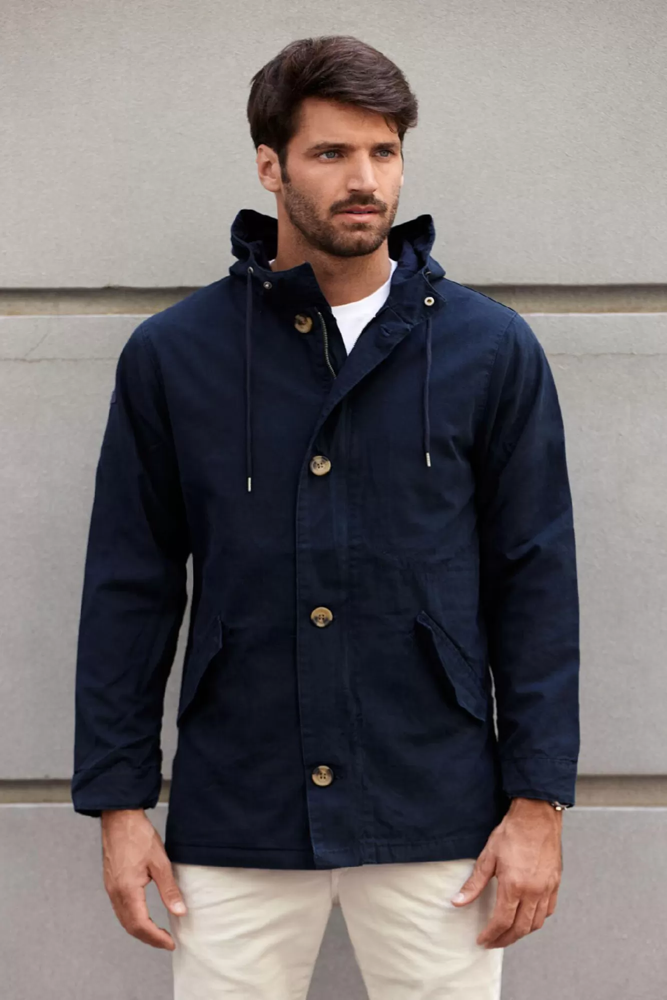 New Silbon Blue Garment-Dyed Parka Navy