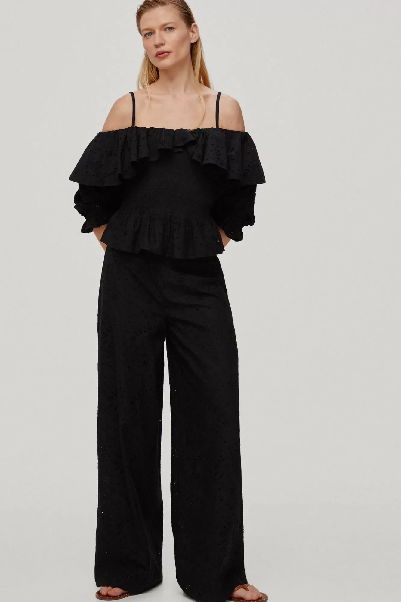 Store Pedro del Hierro Blusa Off Shoulder Con Volantes Black