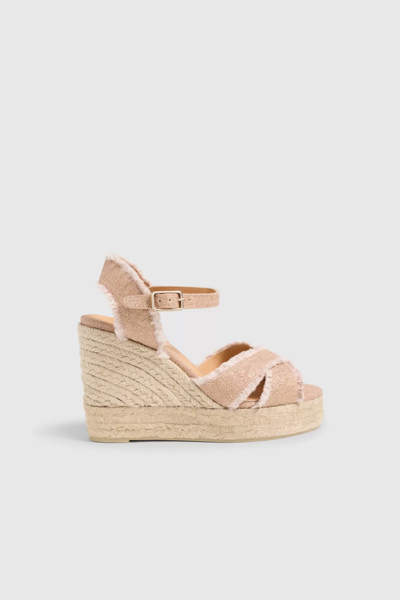 Hot Castañer Bromelia Linen Wedge Sandal Pink