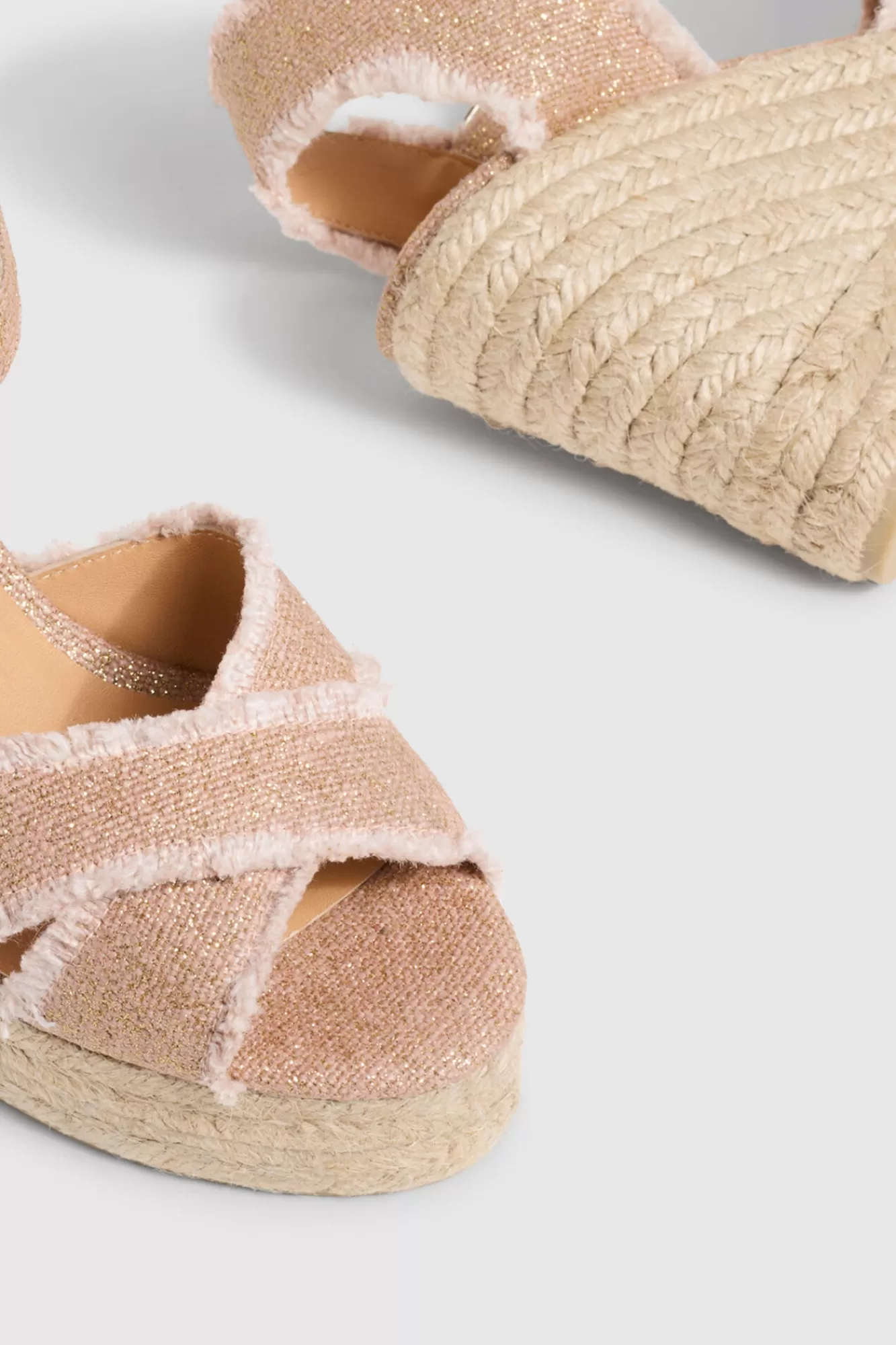 Hot Castañer Bromelia Linen Wedge Sandal Pink