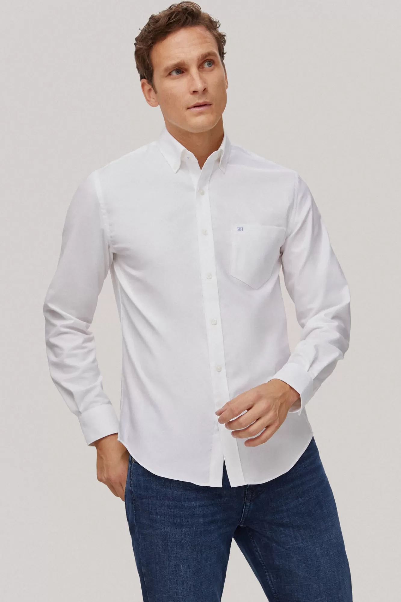 Hot Pedro del Hierro Camisa Non Iron Oxford Liso White