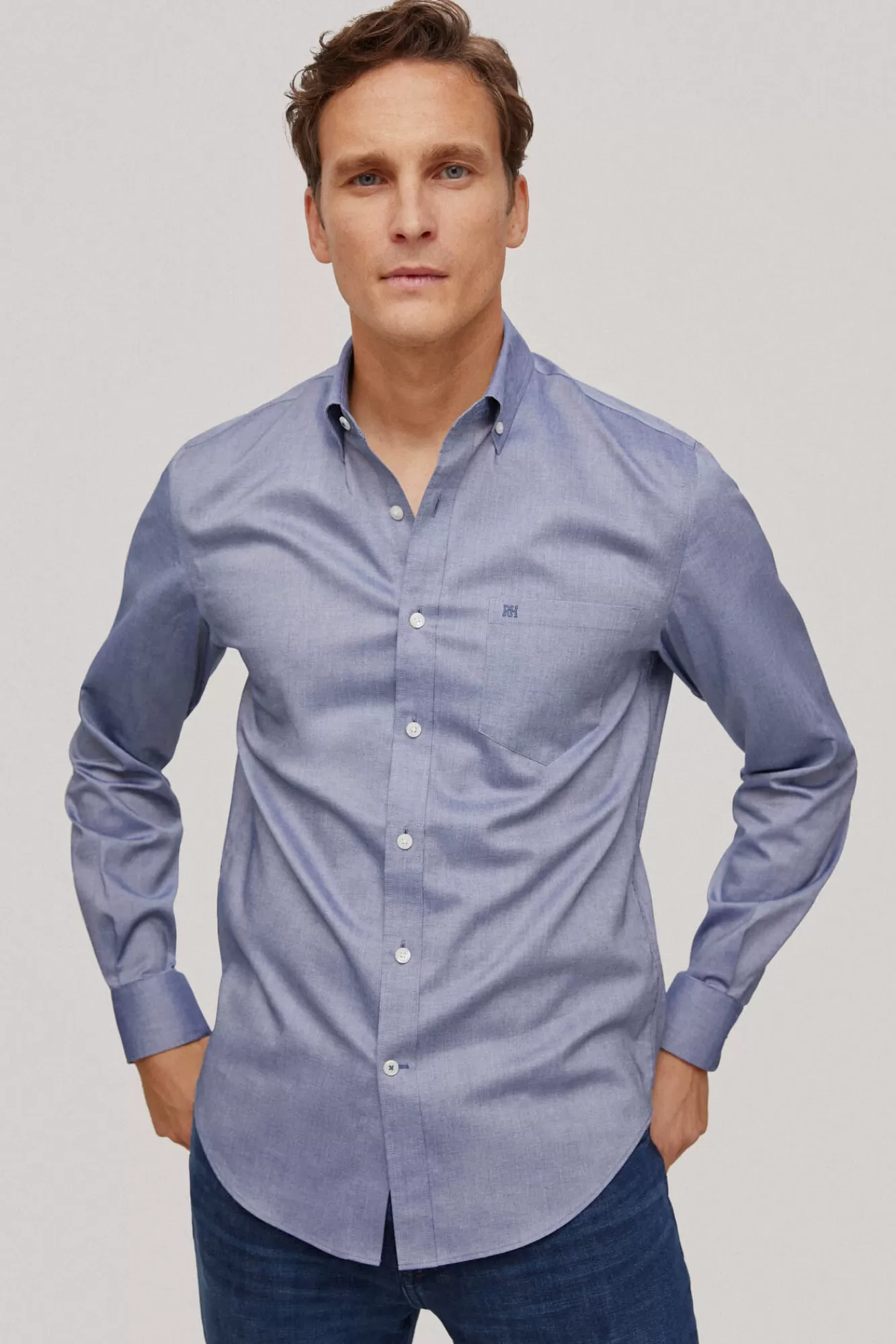 Outlet Pedro del Hierro Camisa Non Iron Oxford Liso Blue