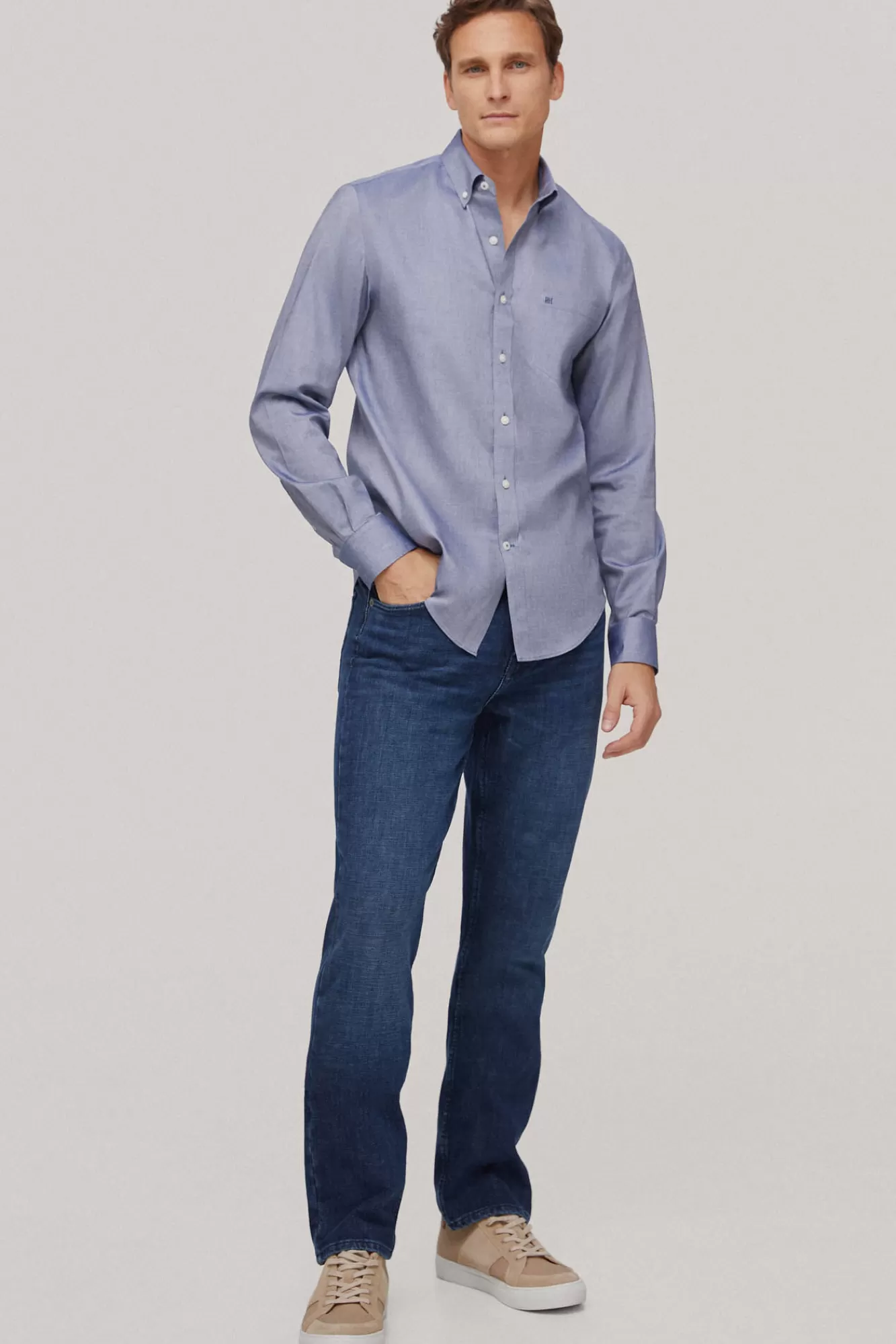 Outlet Pedro del Hierro Camisa Non Iron Oxford Liso Blue