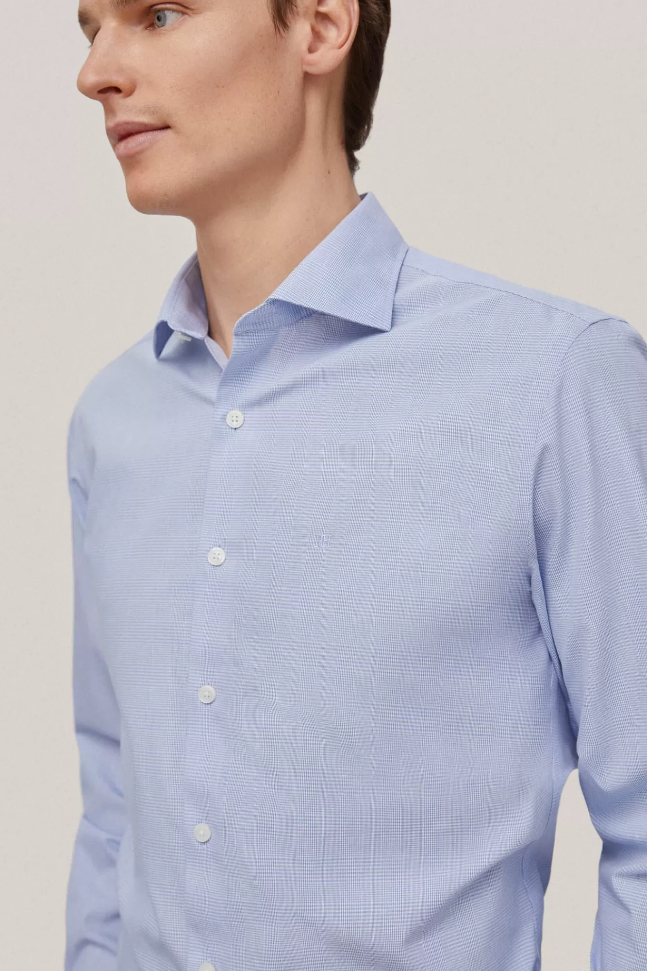 Hot Pedro del Hierro Camisa Vestir Cuadro Gales Non Iron + Antimanchas Blue