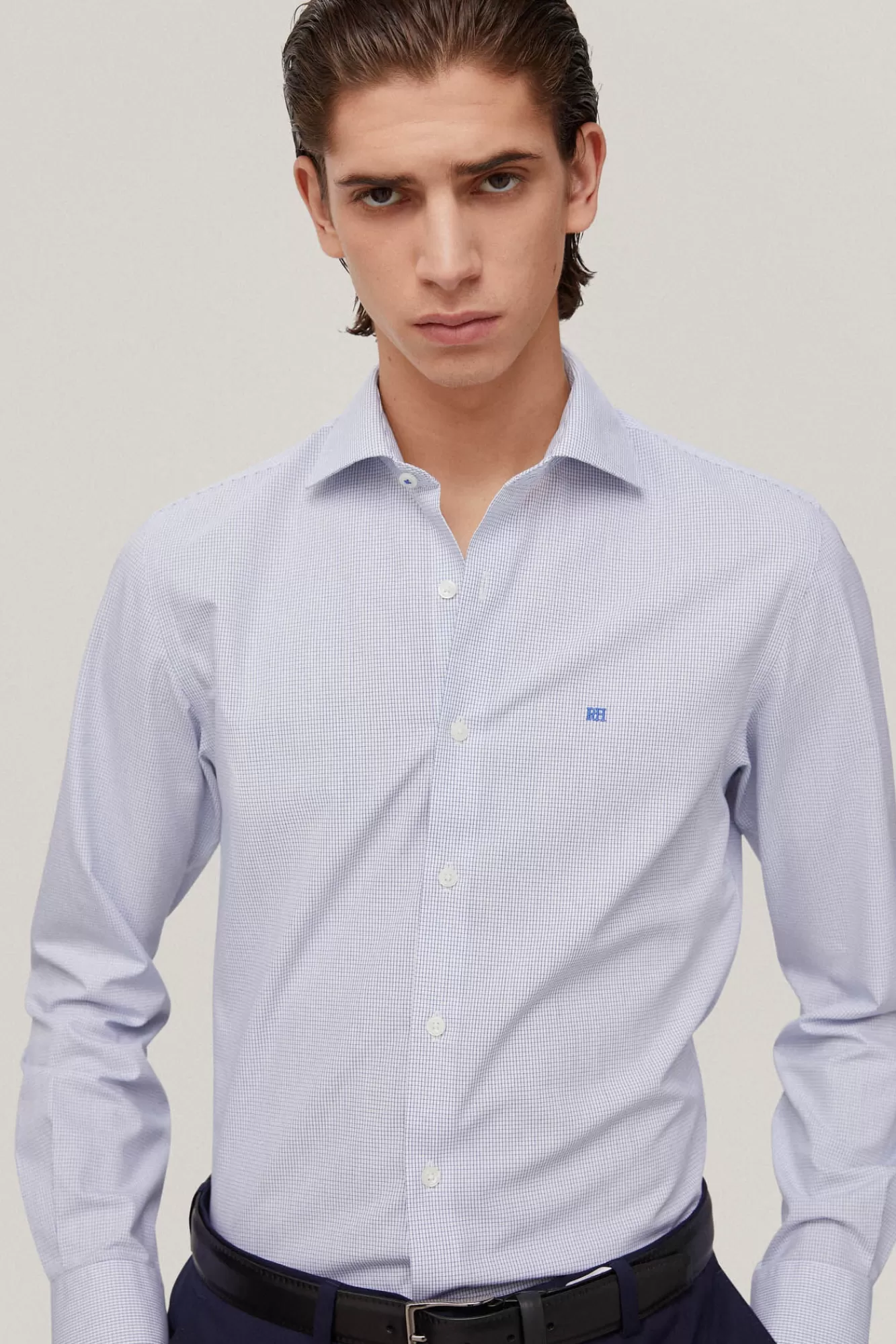 Flash Sale Pedro del Hierro Camisa Vestir Cuadros Non Iron + Antimanchas Blue