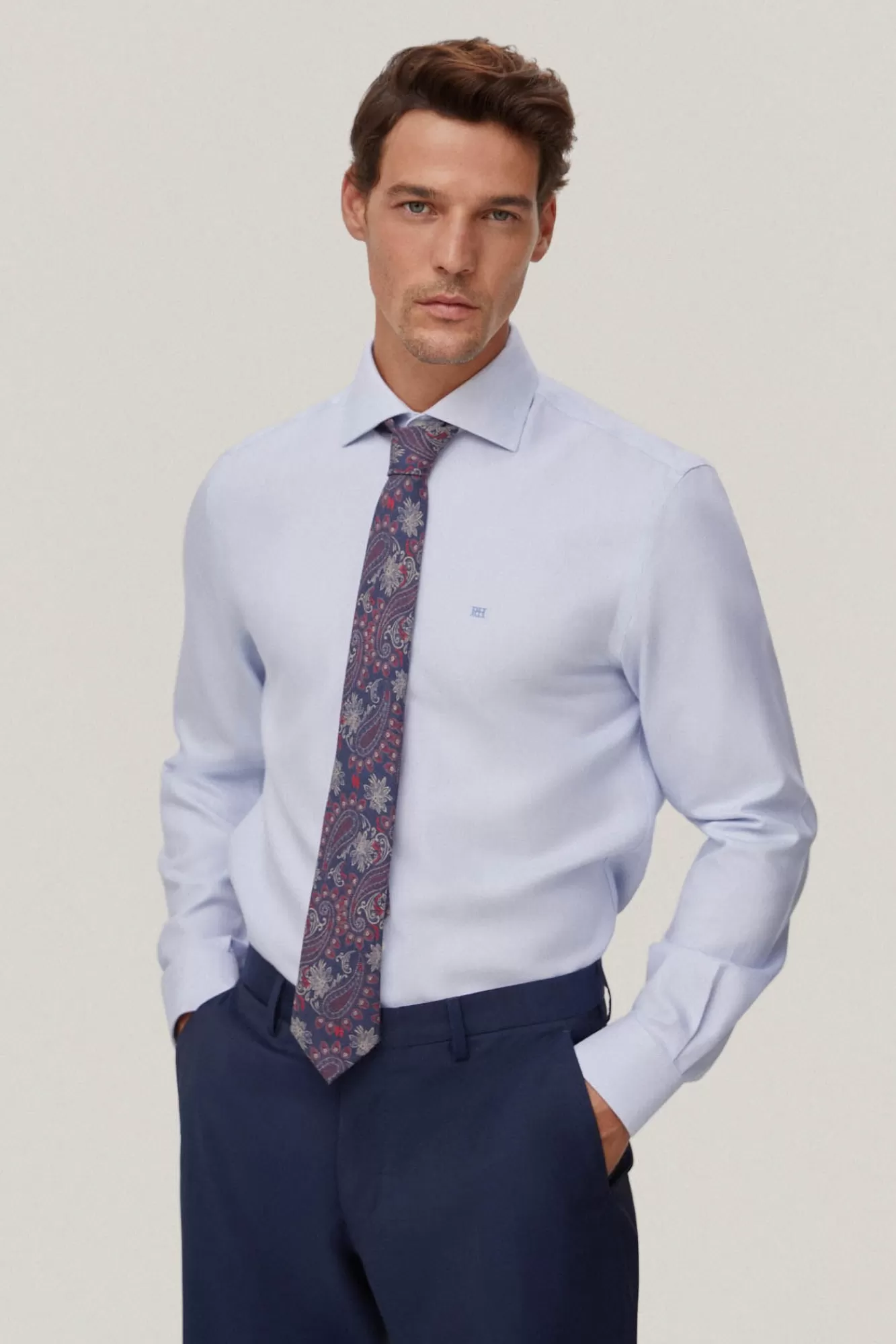 New Pedro del Hierro Camisa Vestir Estructura Lisa Non Iron + Antimanchas Blue