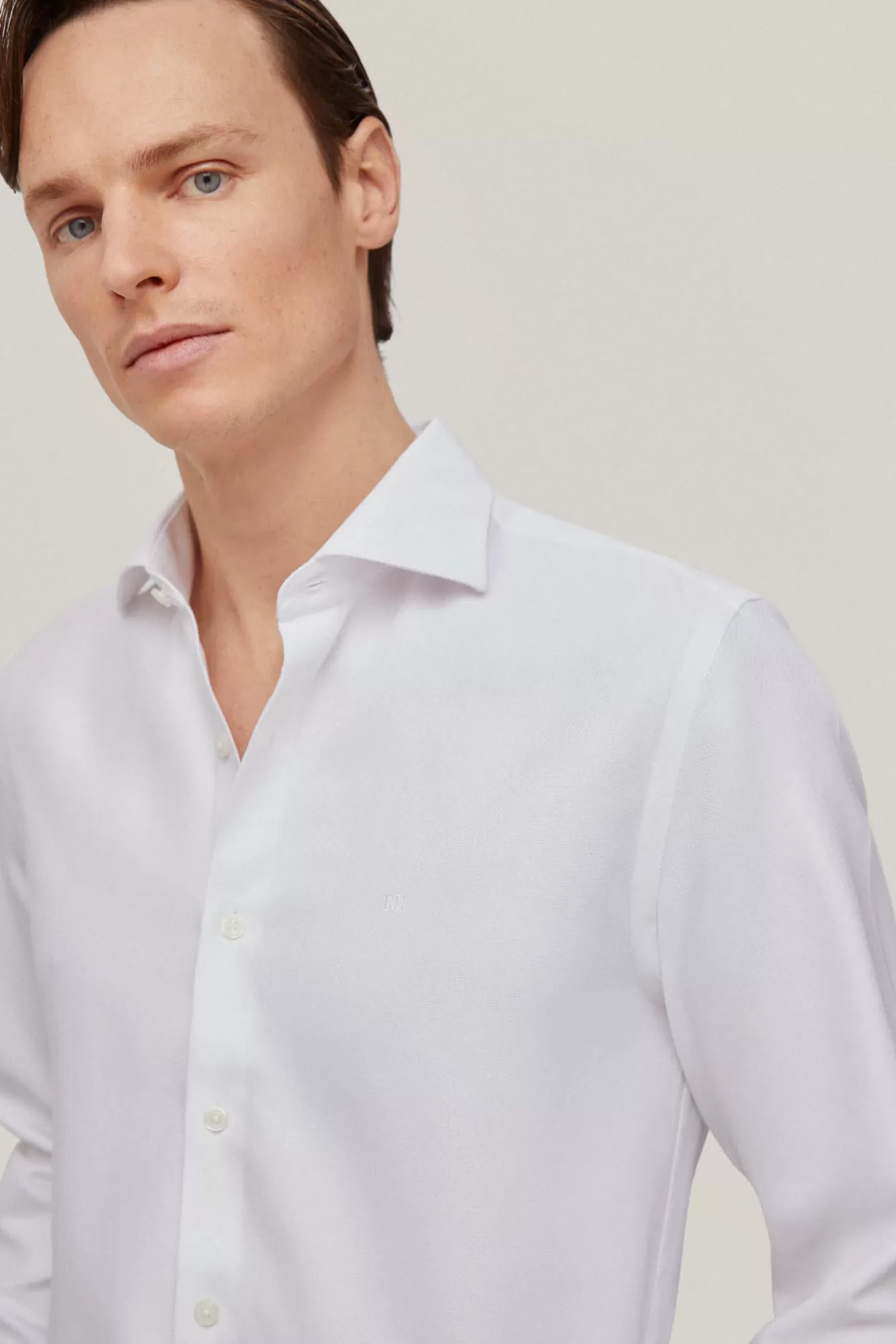 Hot Pedro del Hierro Camisa Vestir Estructura Lisa Non Iron + Antimanchas White