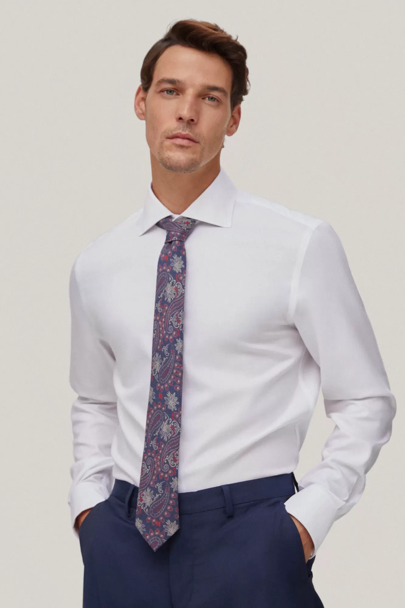 Best Sale Pedro del Hierro Camisa Vestir Gemelos Estructura Lisa Non Iron + Antimanchas White