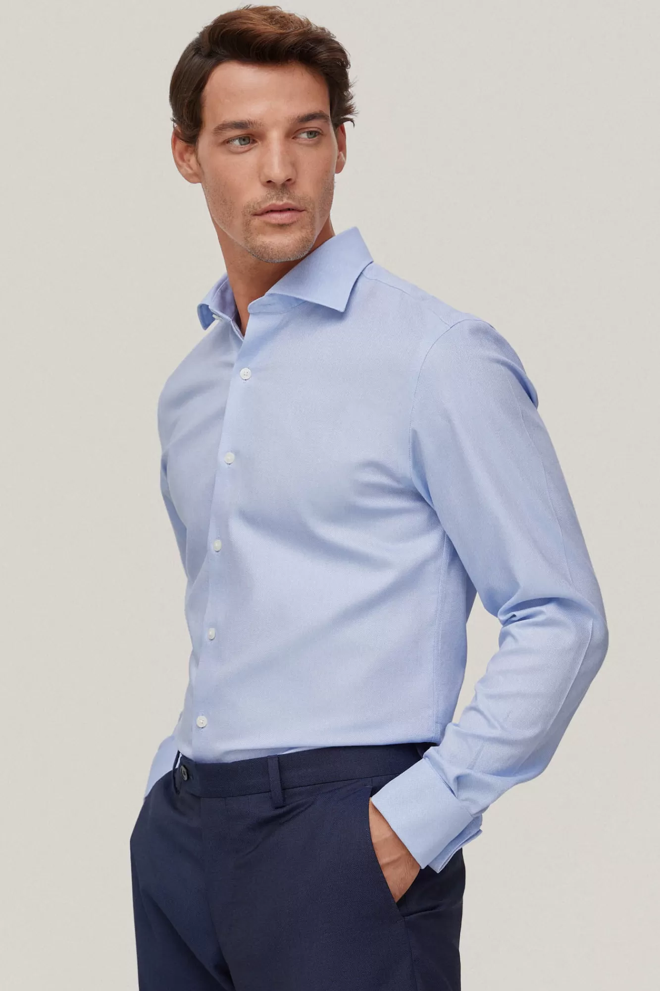 Best Pedro del Hierro Camisa Vestir Gemelos Estructura Lisa Non Iron + Antimanchas Blue