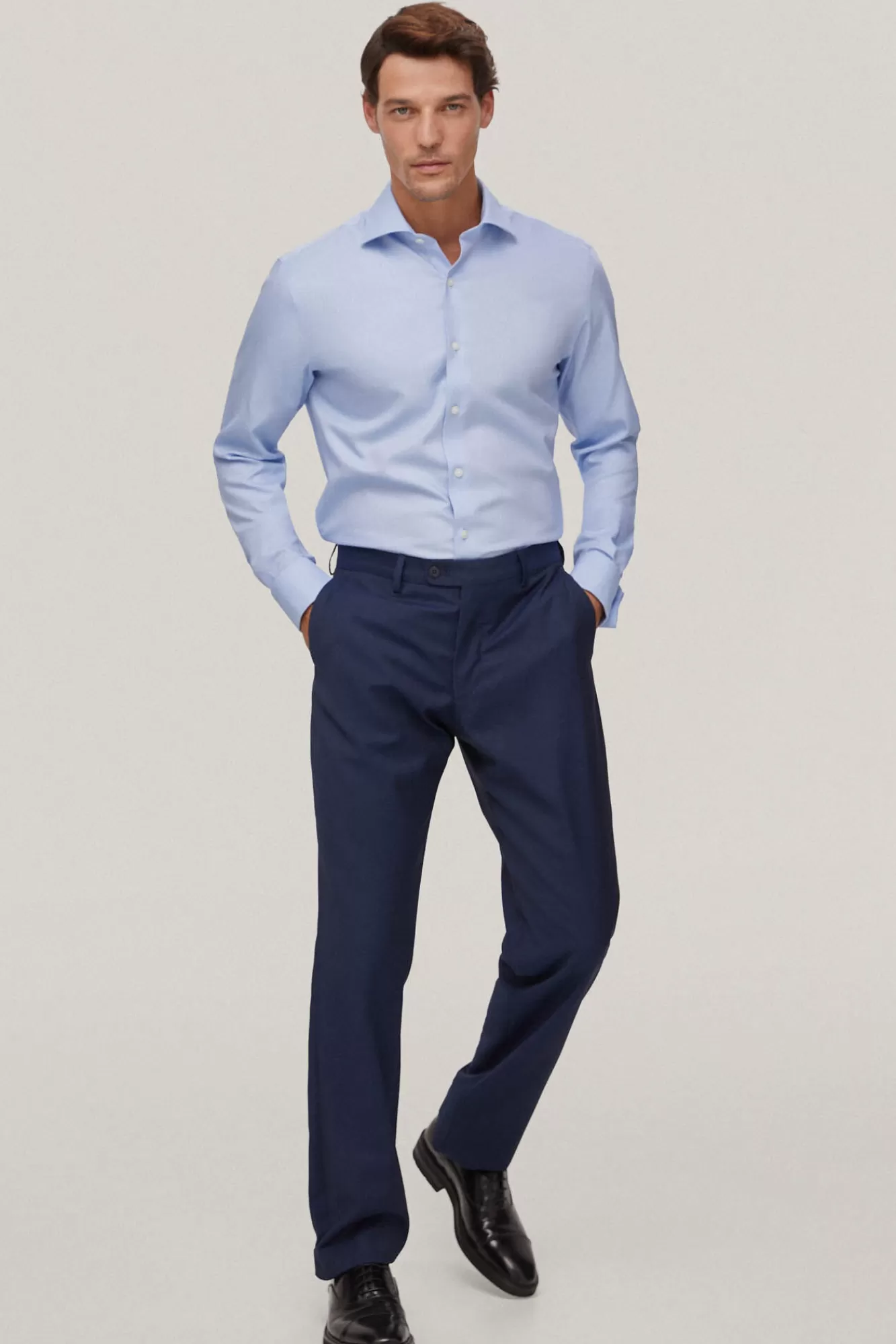 Best Pedro del Hierro Camisa Vestir Gemelos Estructura Lisa Non Iron + Antimanchas Blue