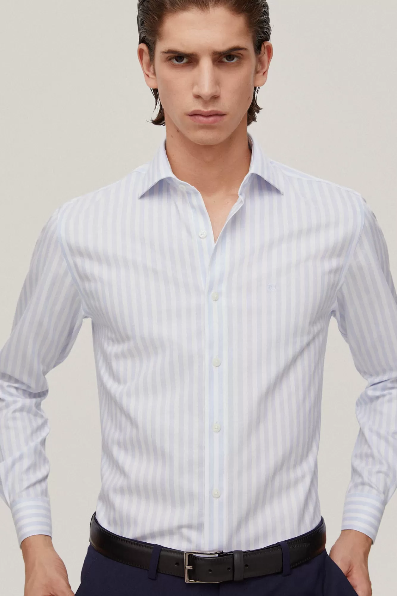 Shop Pedro del Hierro Camisa Vestir Rayas Non Iron + Antimanchas Blue