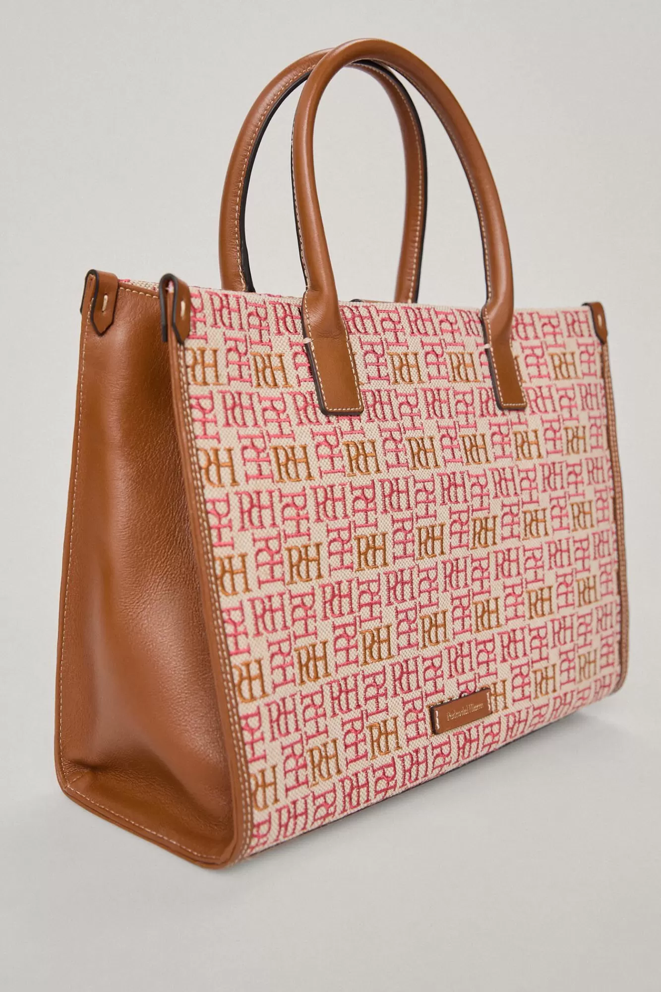 Flash Sale Pedro del Hierro Canvas Tote Bag With Embroidered Logo And Leather Pink