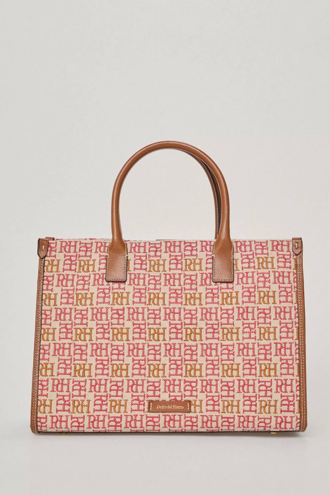 Flash Sale Pedro del Hierro Canvas Tote Bag With Embroidered Logo And Leather Pink