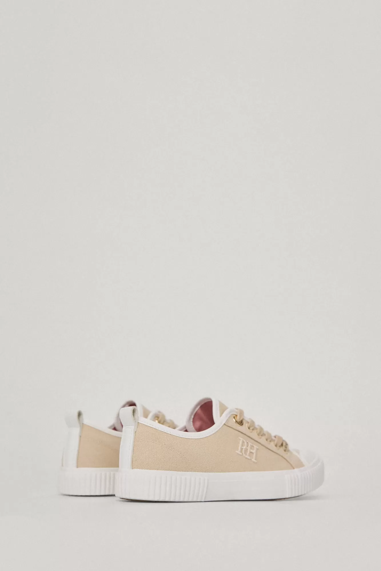 Shop Pedro del Hierro Canvas Trainer With Leather Details Beige