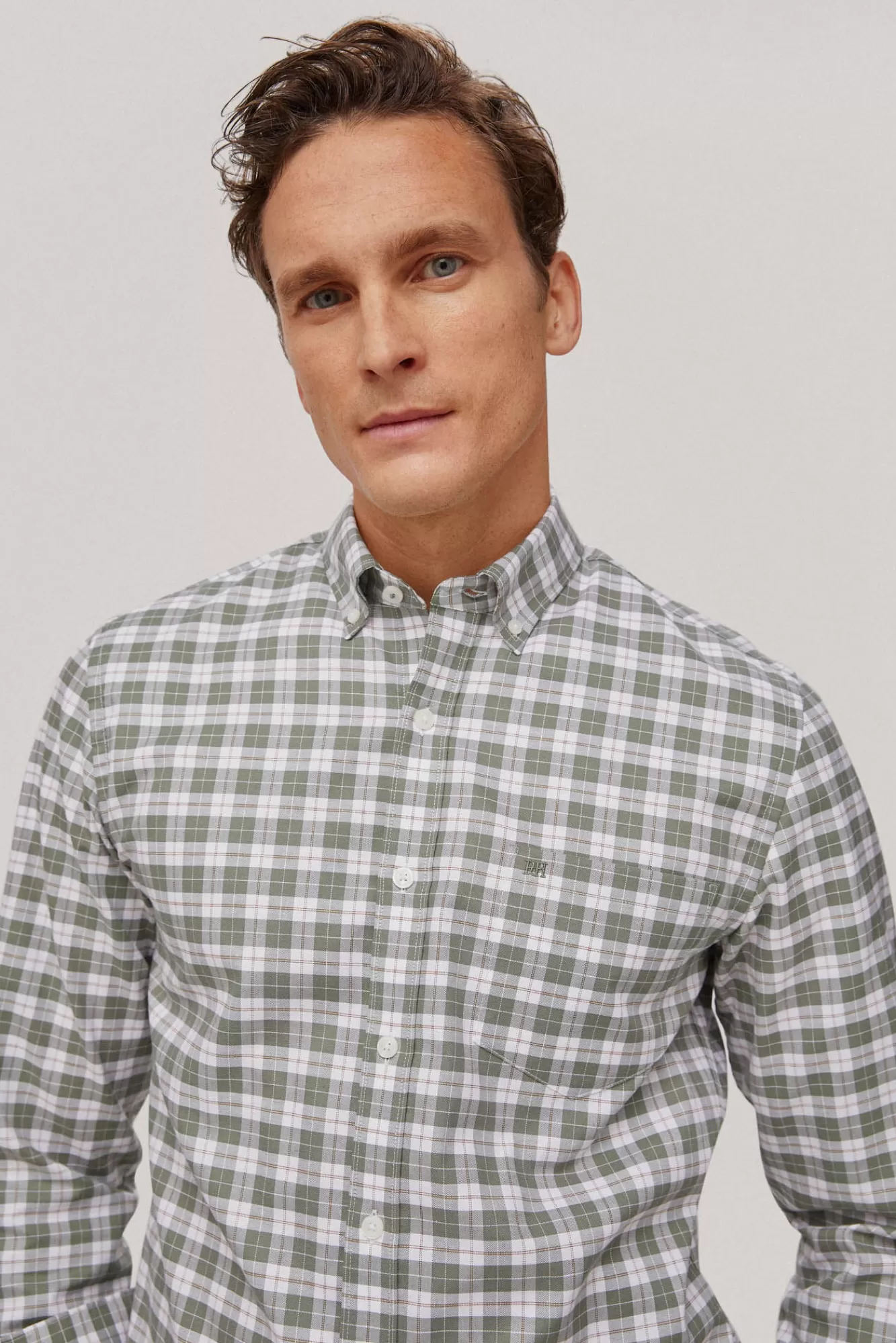 Hot Pedro del Hierro Checked Non-Iron Oxford Shirt Green