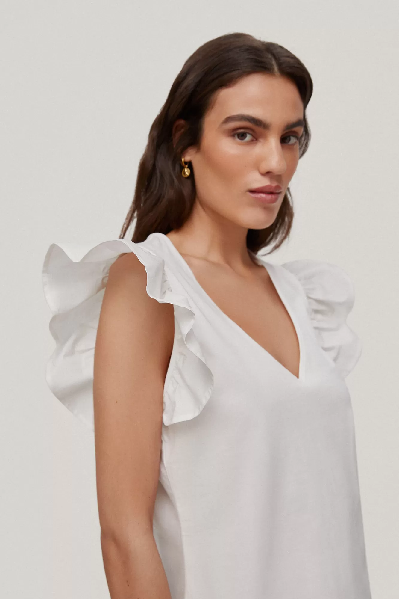 Outlet Pedro del Hierro Combined Ruffle T-Shirt White