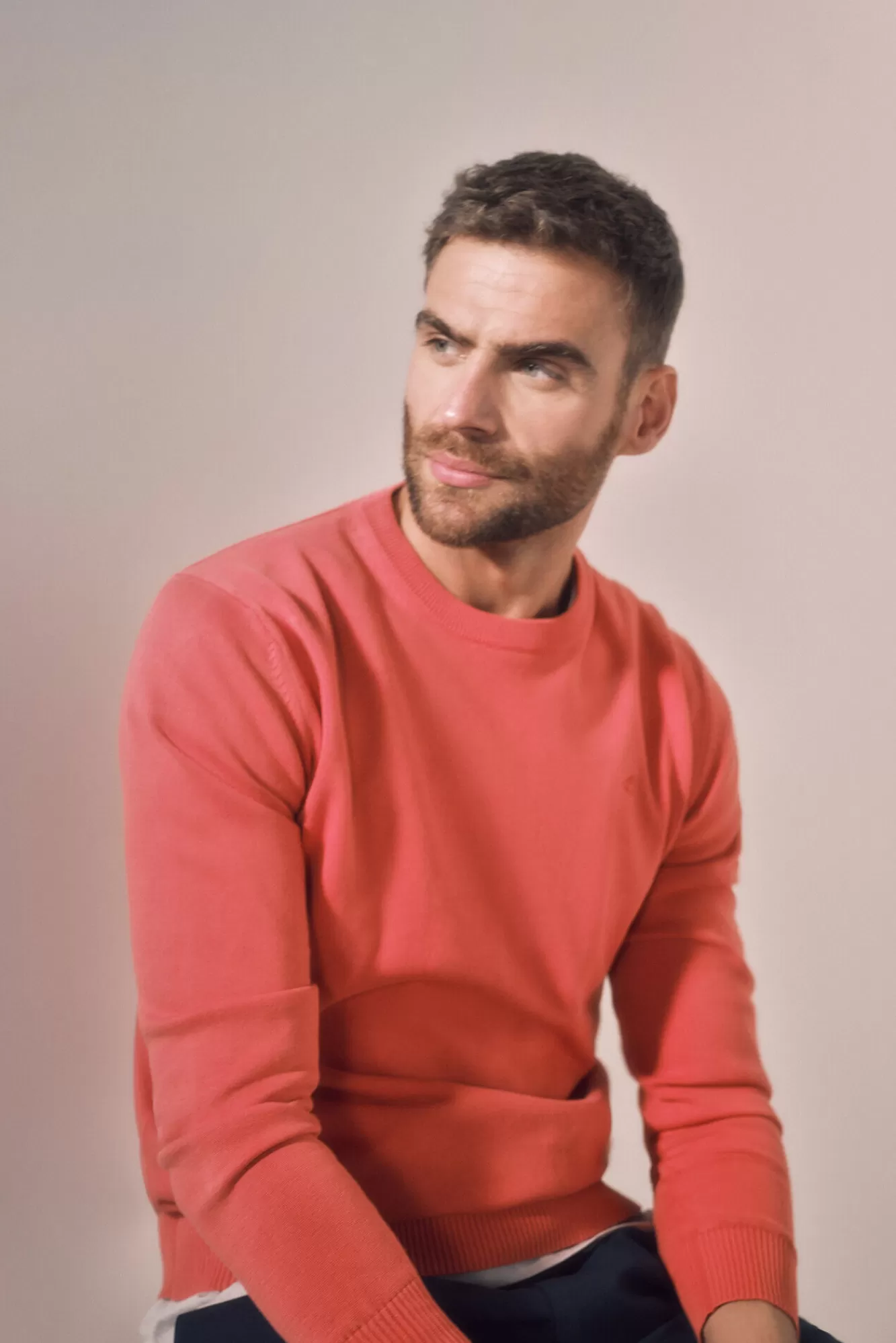 Outlet Ooto Cotton Round Neck Jumper Coral