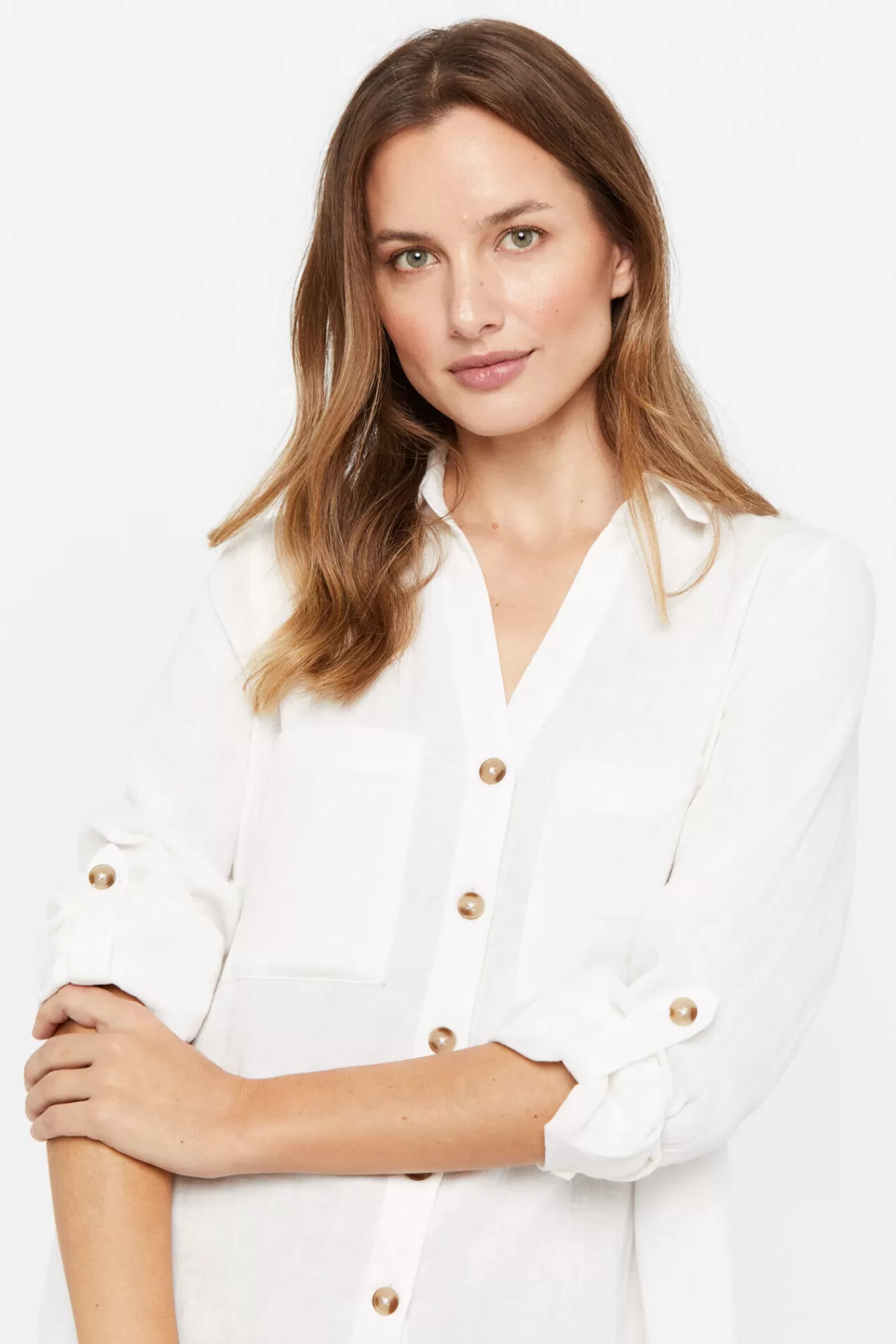 Fashion Cortefiel Country-Style Cotton Shirt White