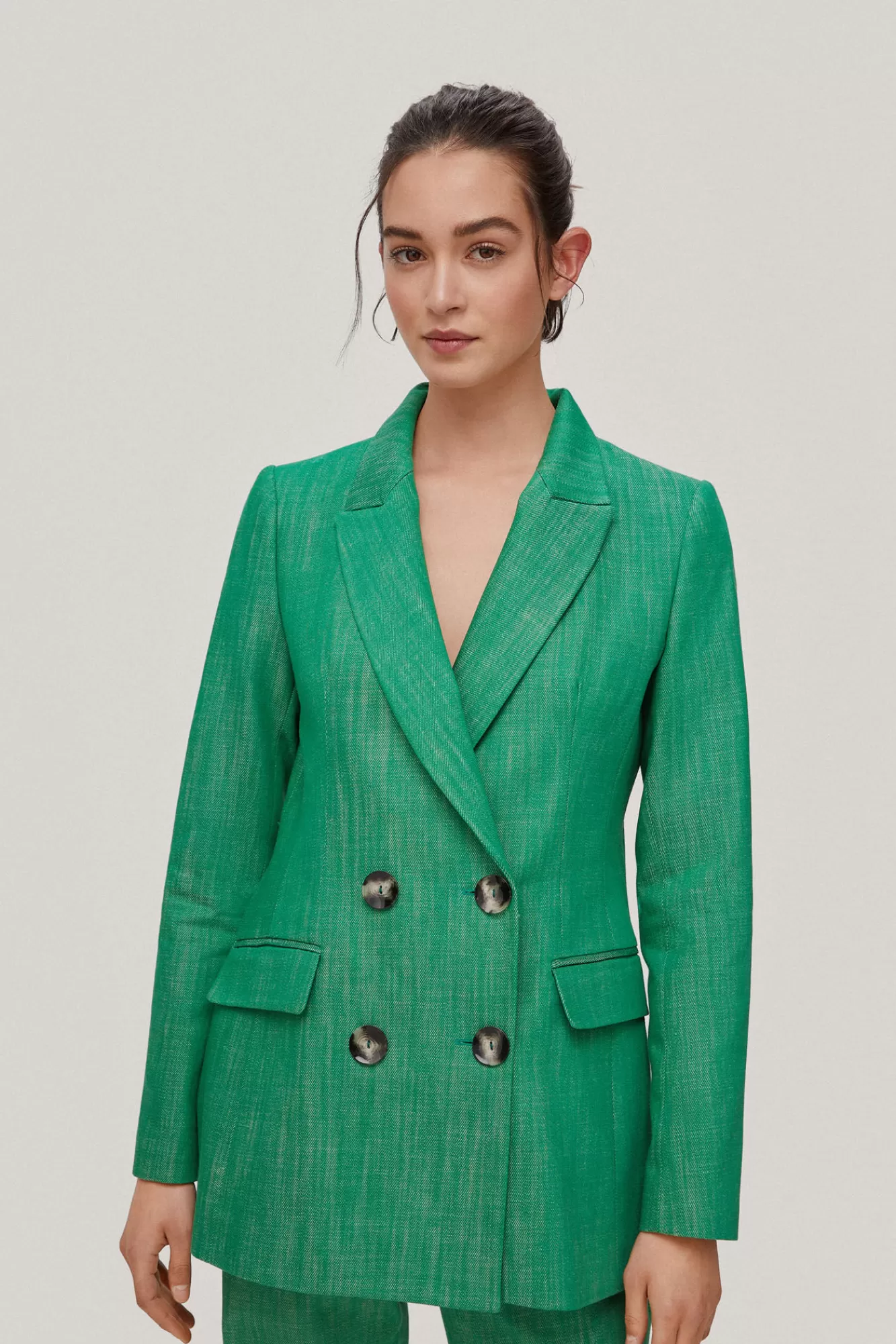 Discount Pedro del Hierro Double-Breasted Blazer Green