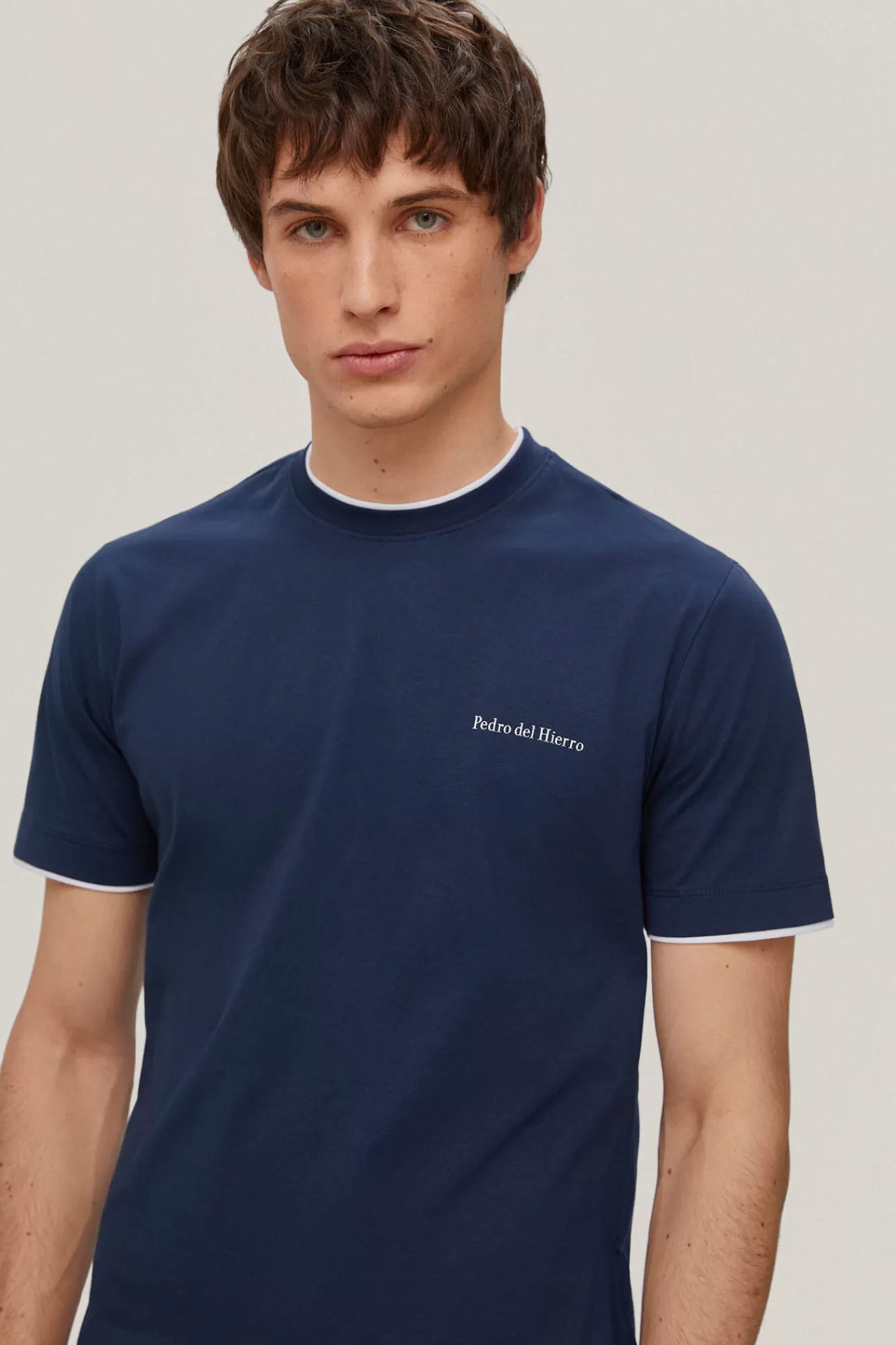 Online Pedro del Hierro Double-Collar T-Shirt Blue