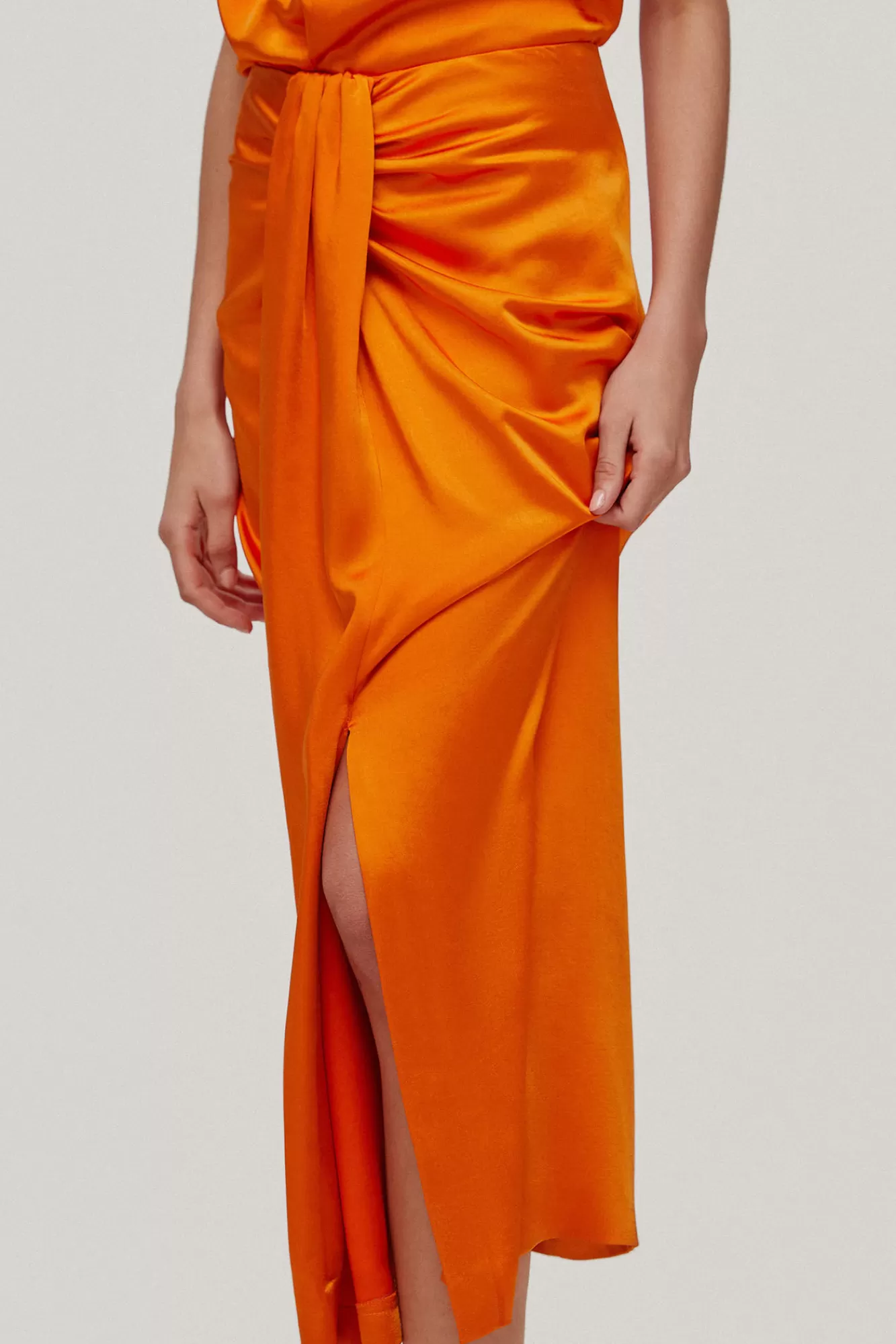 Hot Pedro del Hierro Draped Midi Skirt Orange