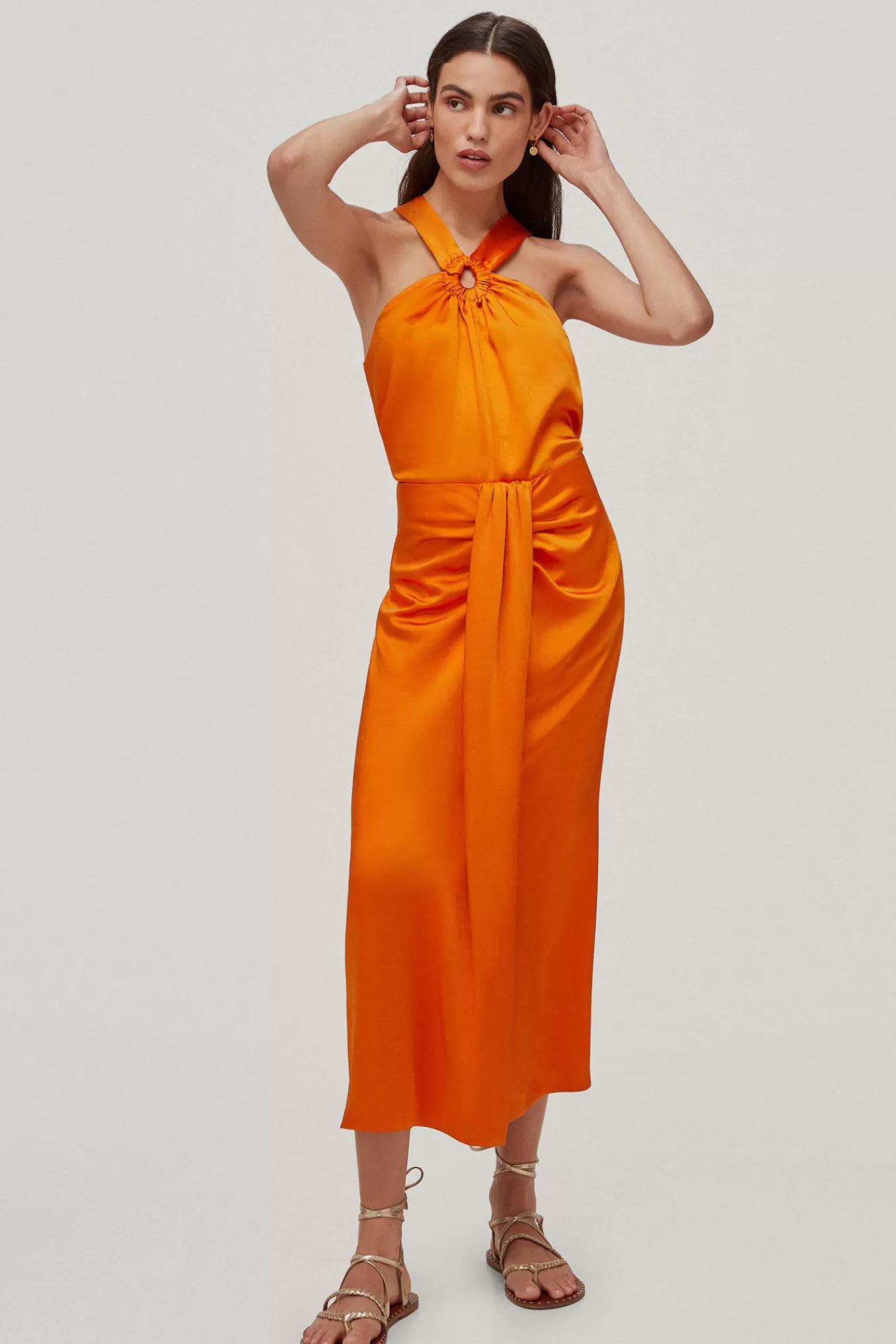 Hot Pedro del Hierro Draped Midi Skirt Orange