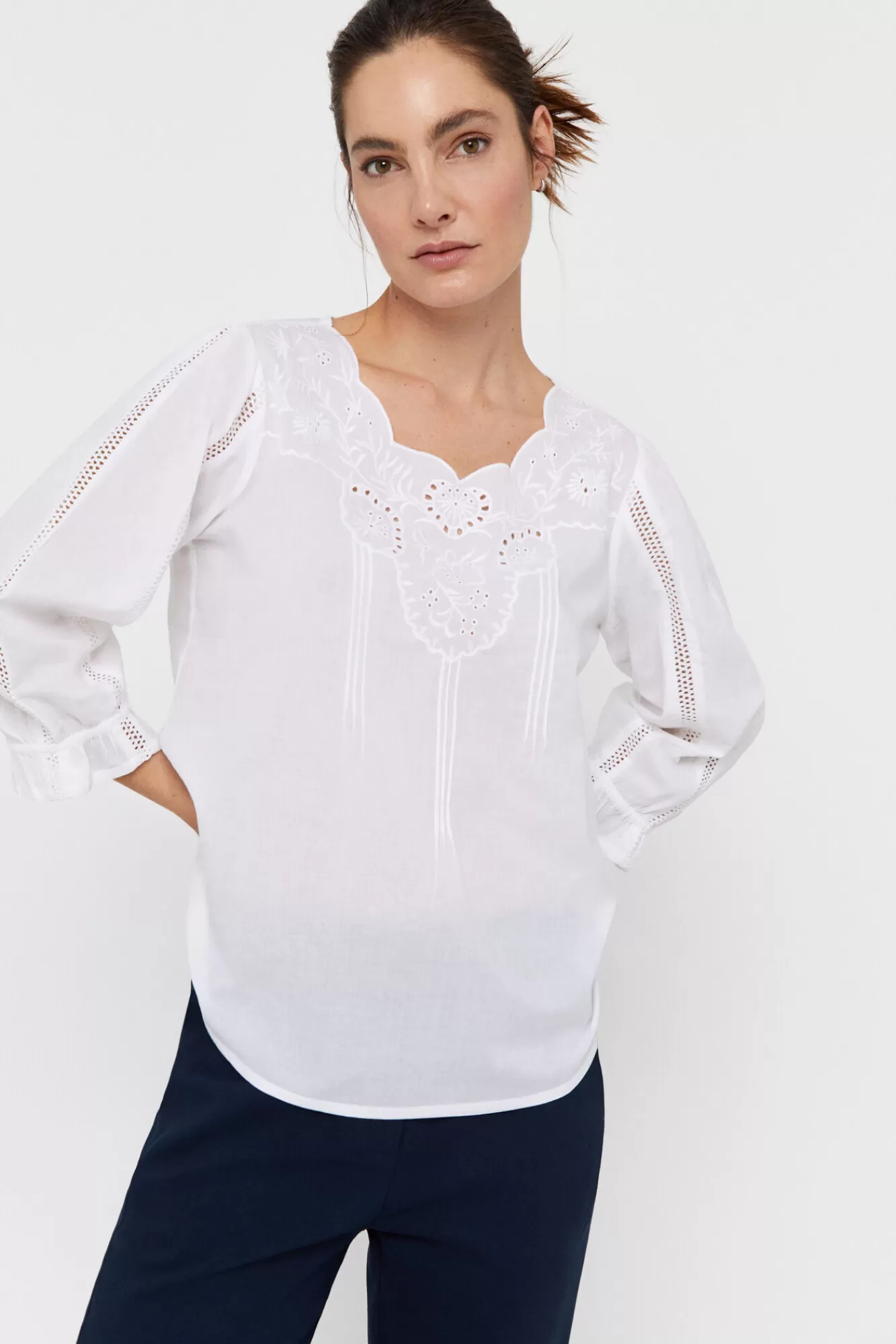 Best Sale Cortefiel Embroidered Blouse White