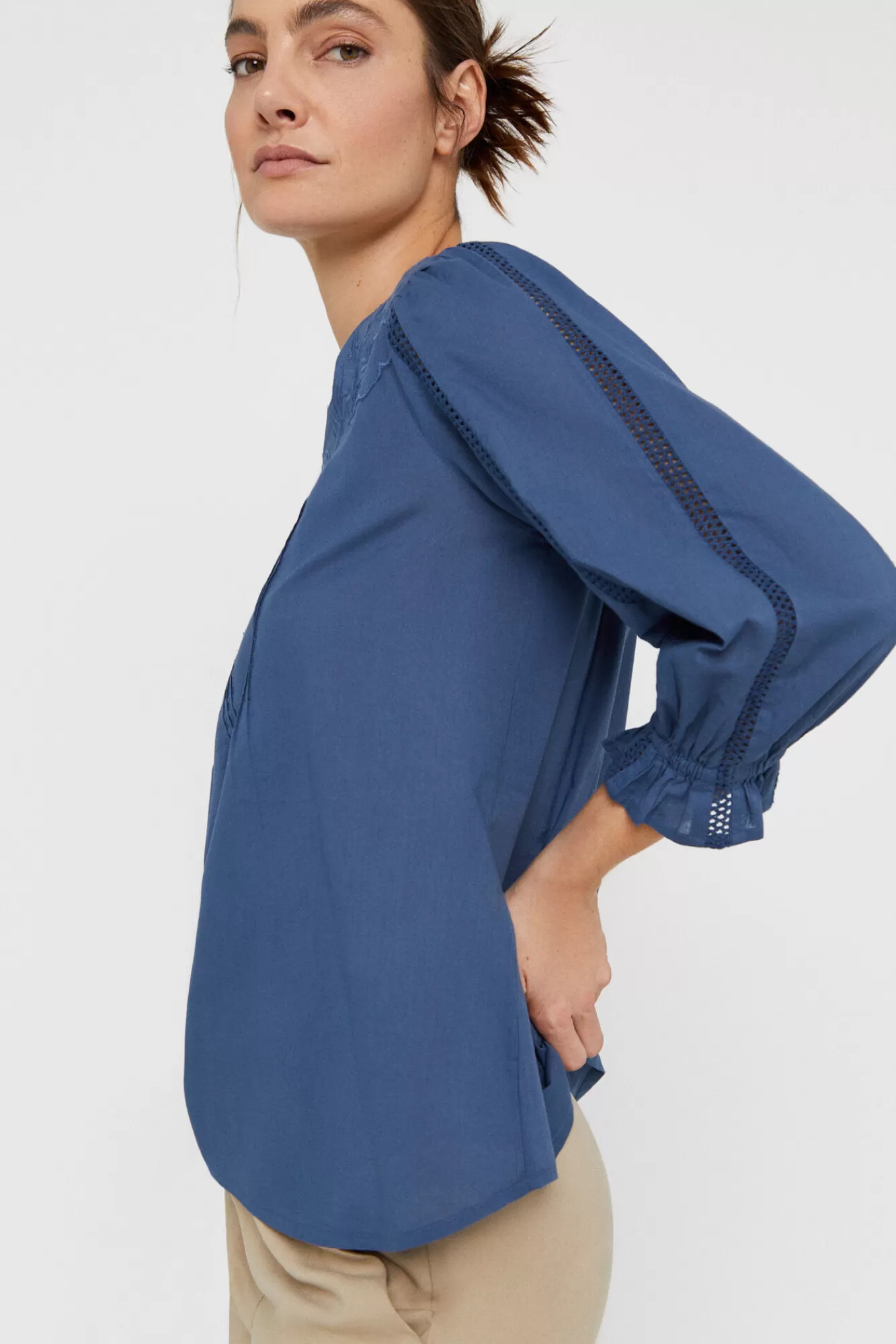 Flash Sale Cortefiel Embroidered Blouse Blue