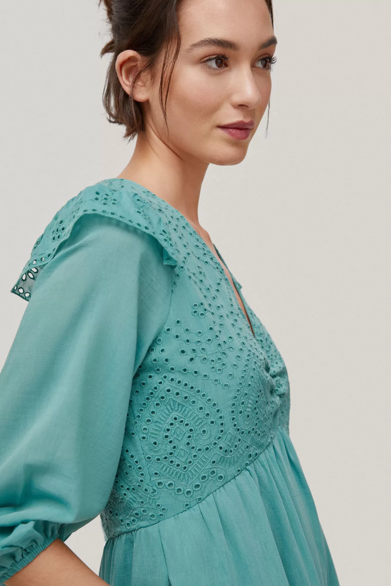 Best Pedro del Hierro Embroidered Cotton And Viscose Dress Green