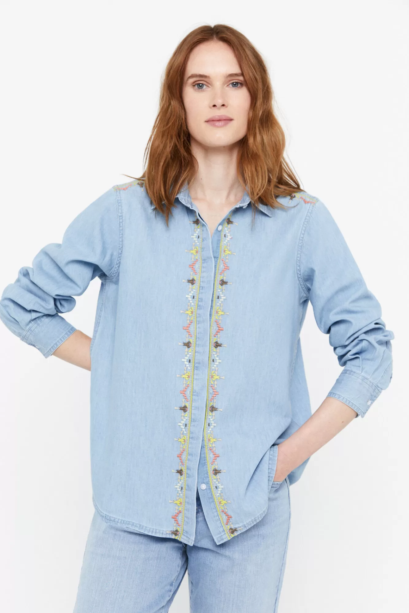 Best Cortefiel Embroidered Shirt Blue