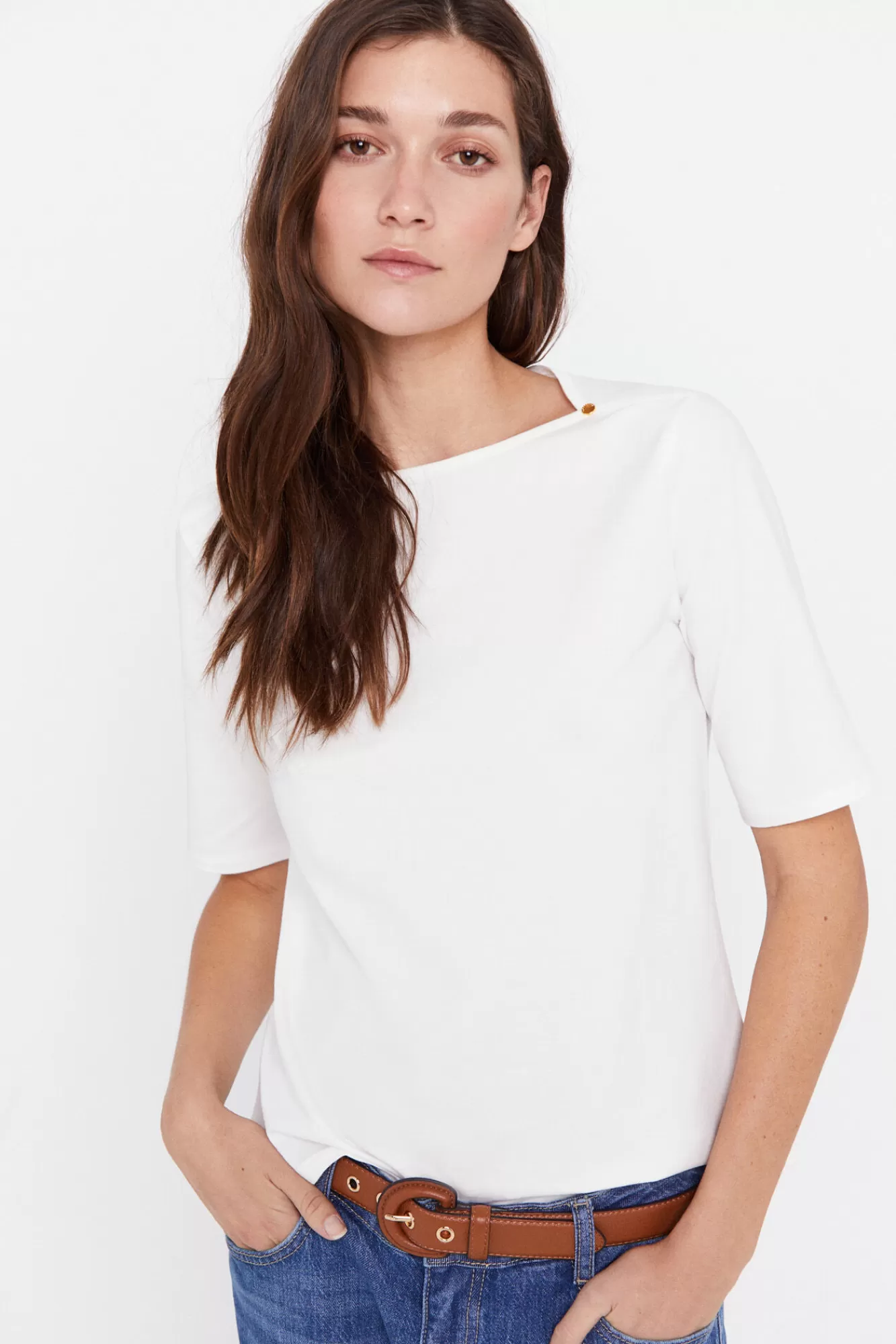 Best Cortefiel Essential Boat Neck T-Shirt White