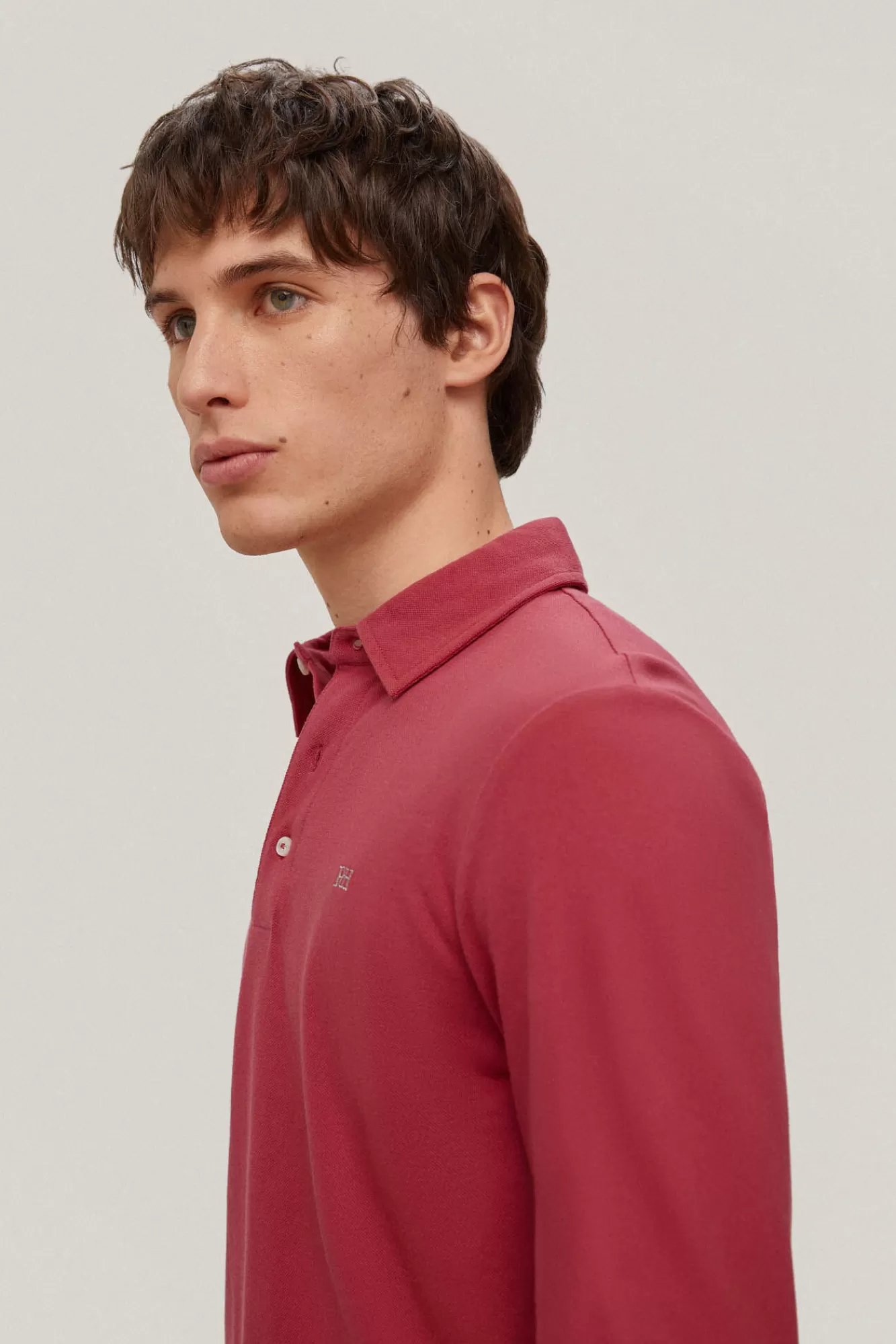 Store Pedro del Hierro Essential Long-Sleeved Polo Shirt Pink