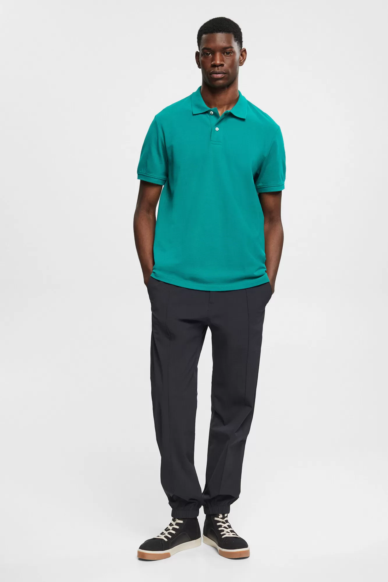 Clearance Esprit Essential Pique Polo Shirt Green