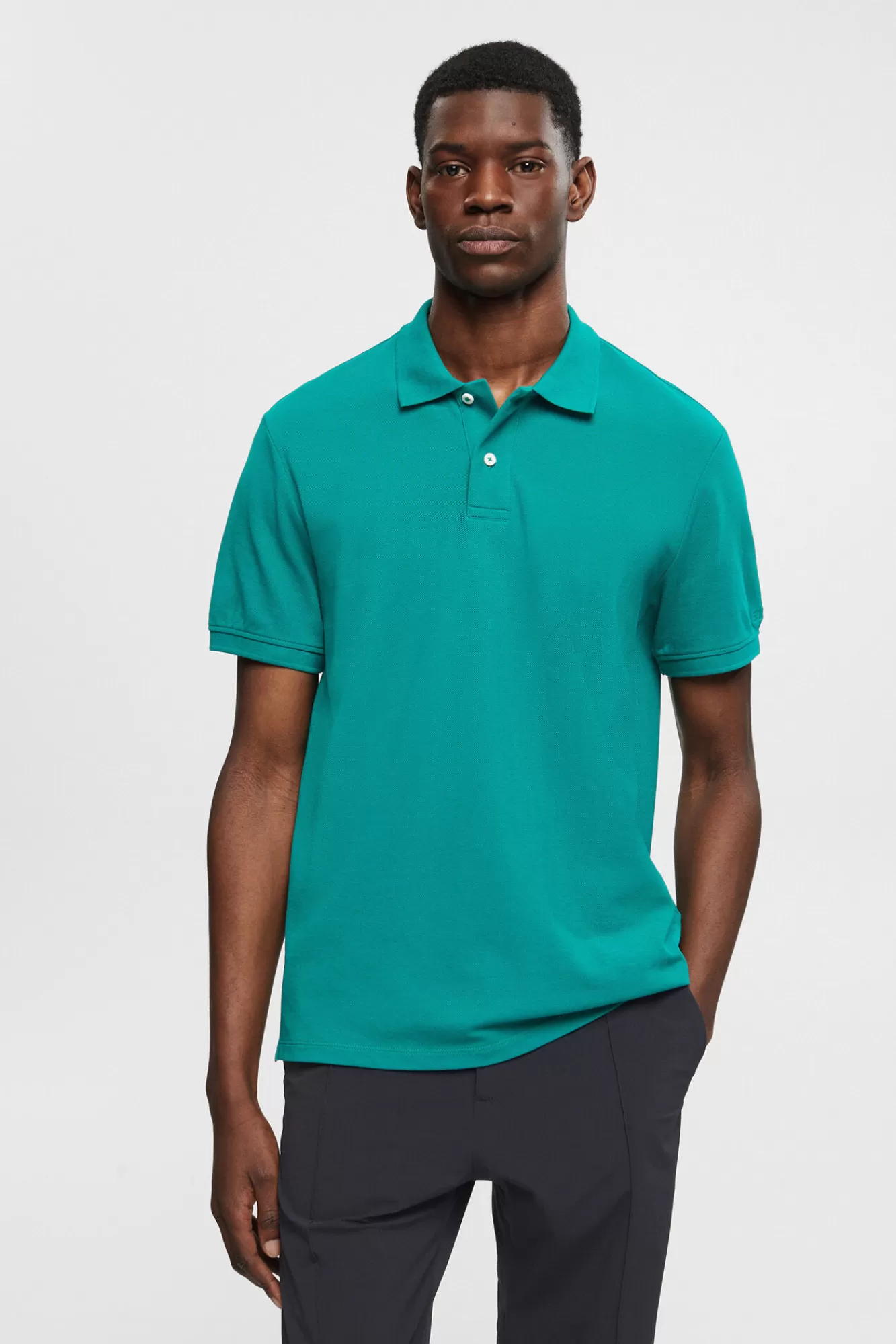 Clearance Esprit Essential Pique Polo Shirt Green