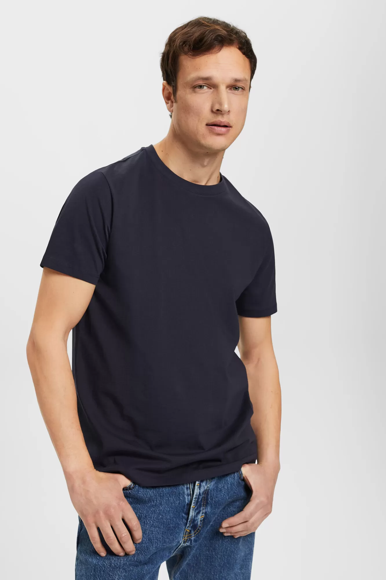 New Esprit Essential Slim Fit Cotton T-Shirt Navy