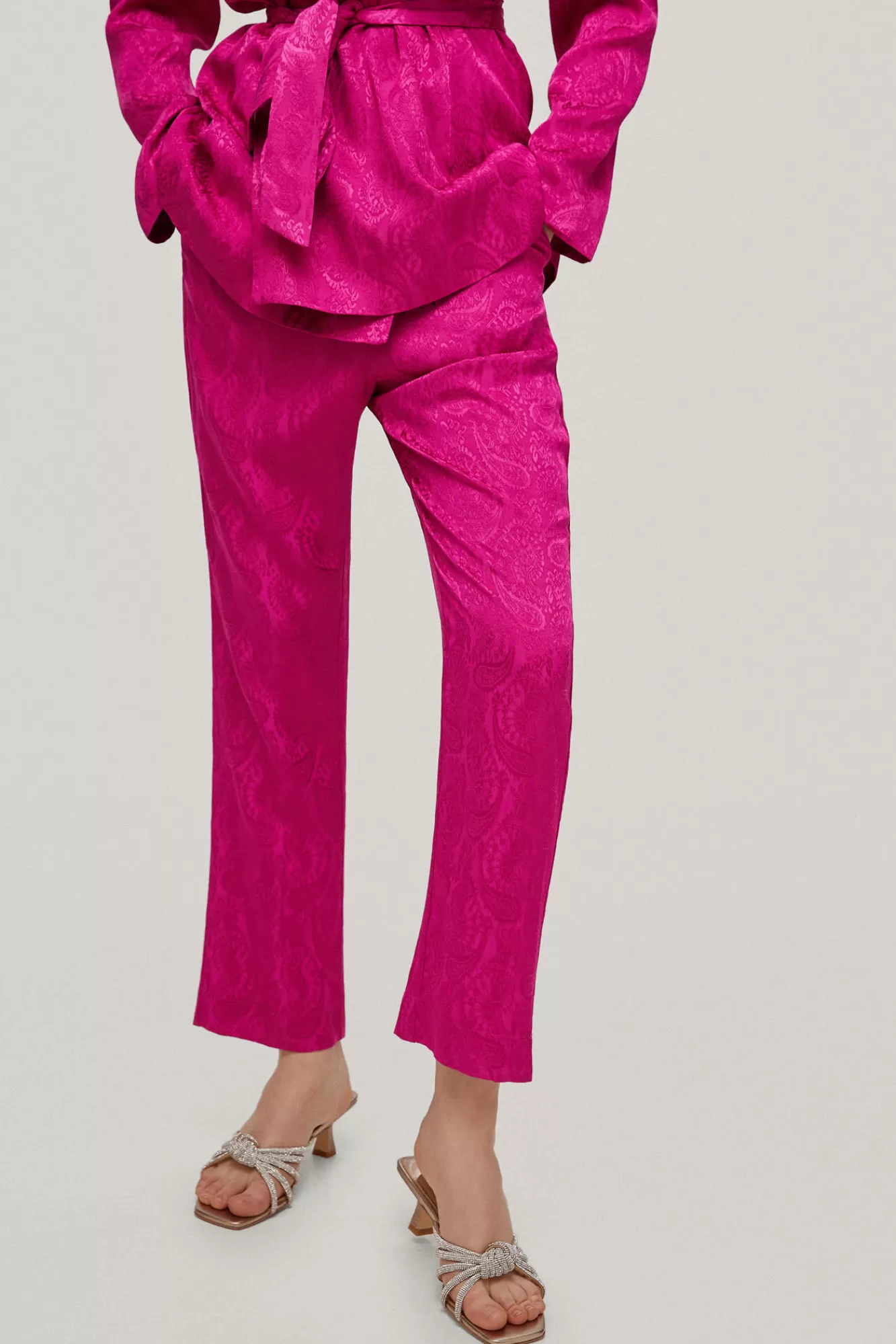 Online Pedro del Hierro Flared Jacquard Trousers Pink