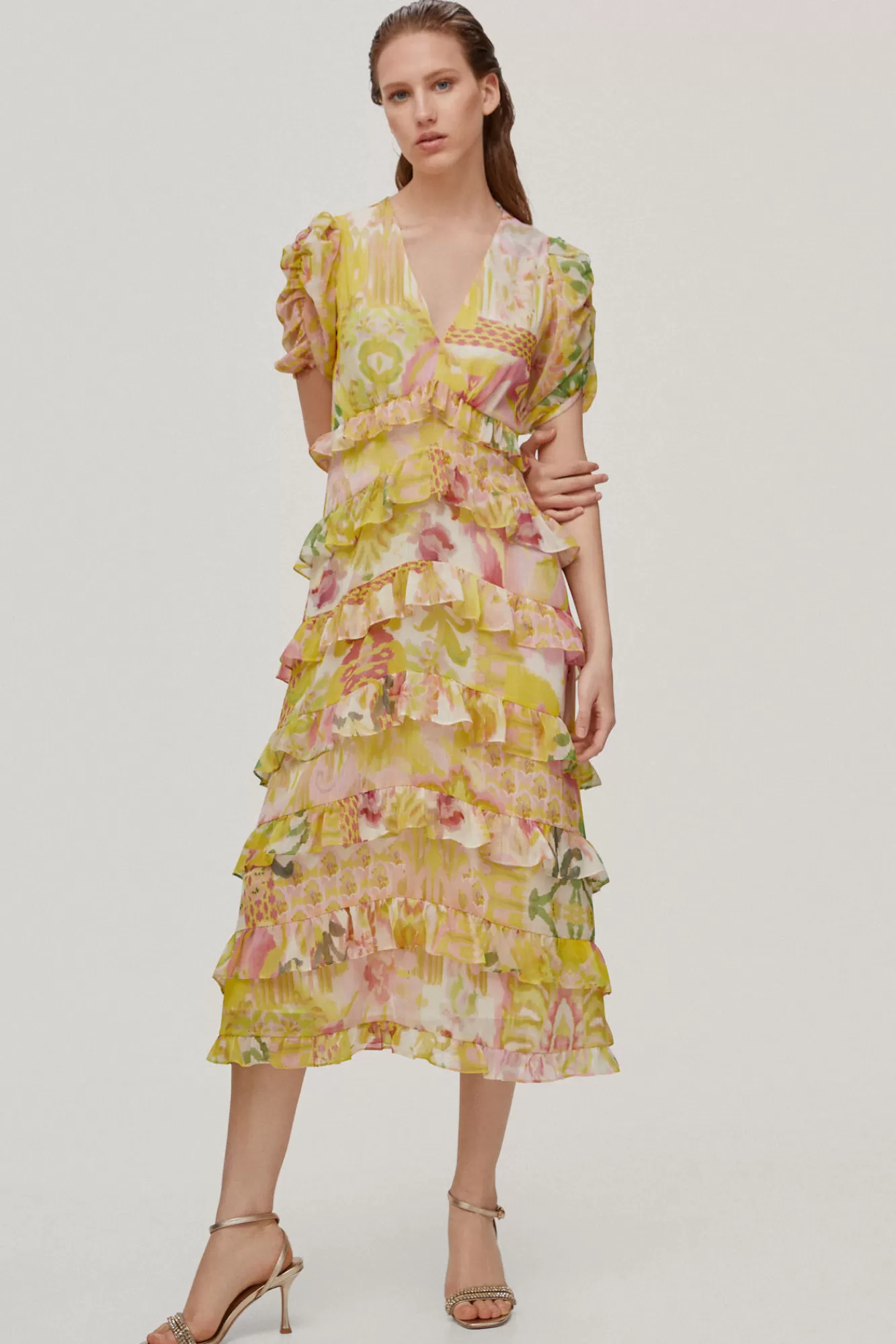 Discount Pedro del Hierro Floaty Ruffle Dress Green