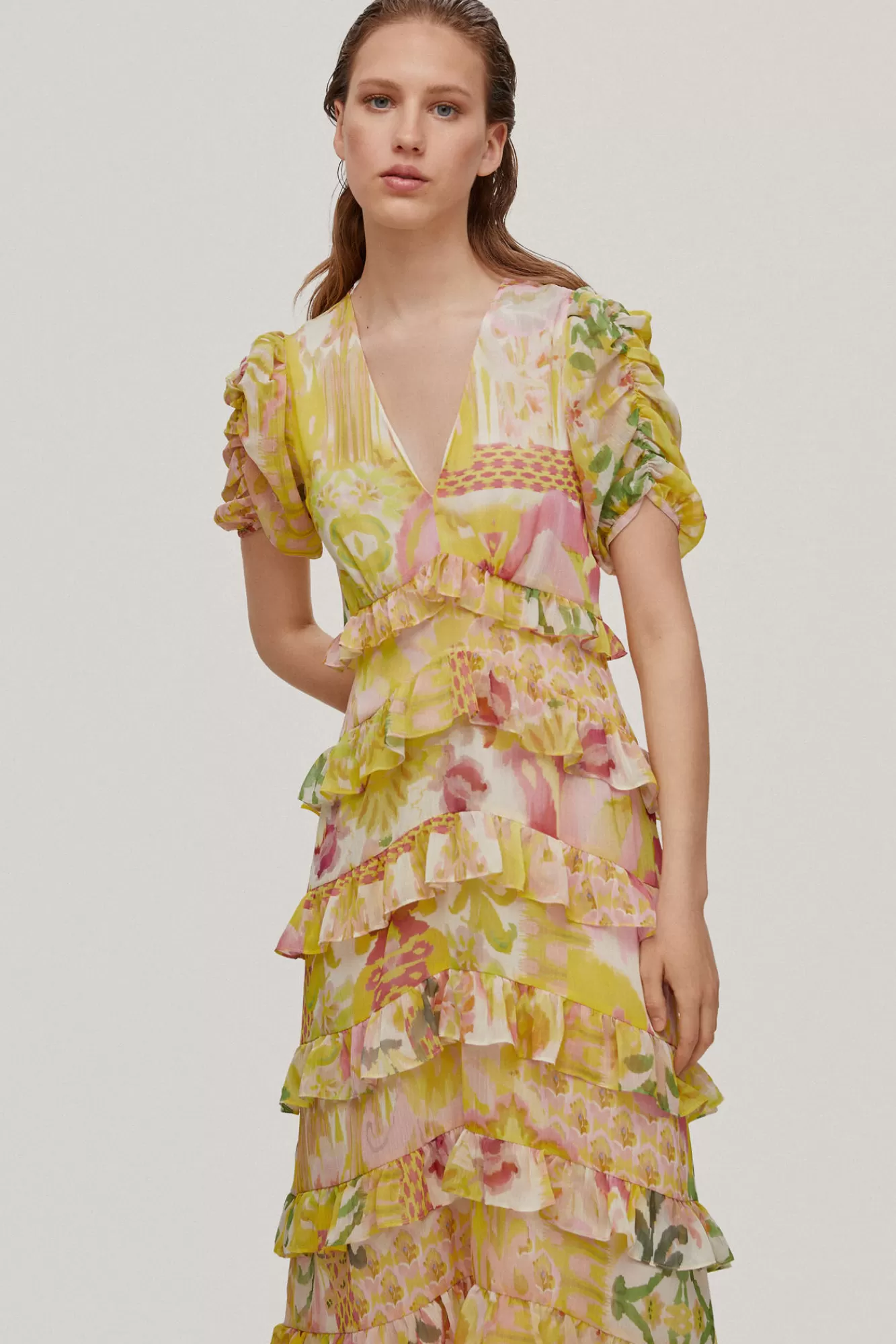 Discount Pedro del Hierro Floaty Ruffle Dress Green