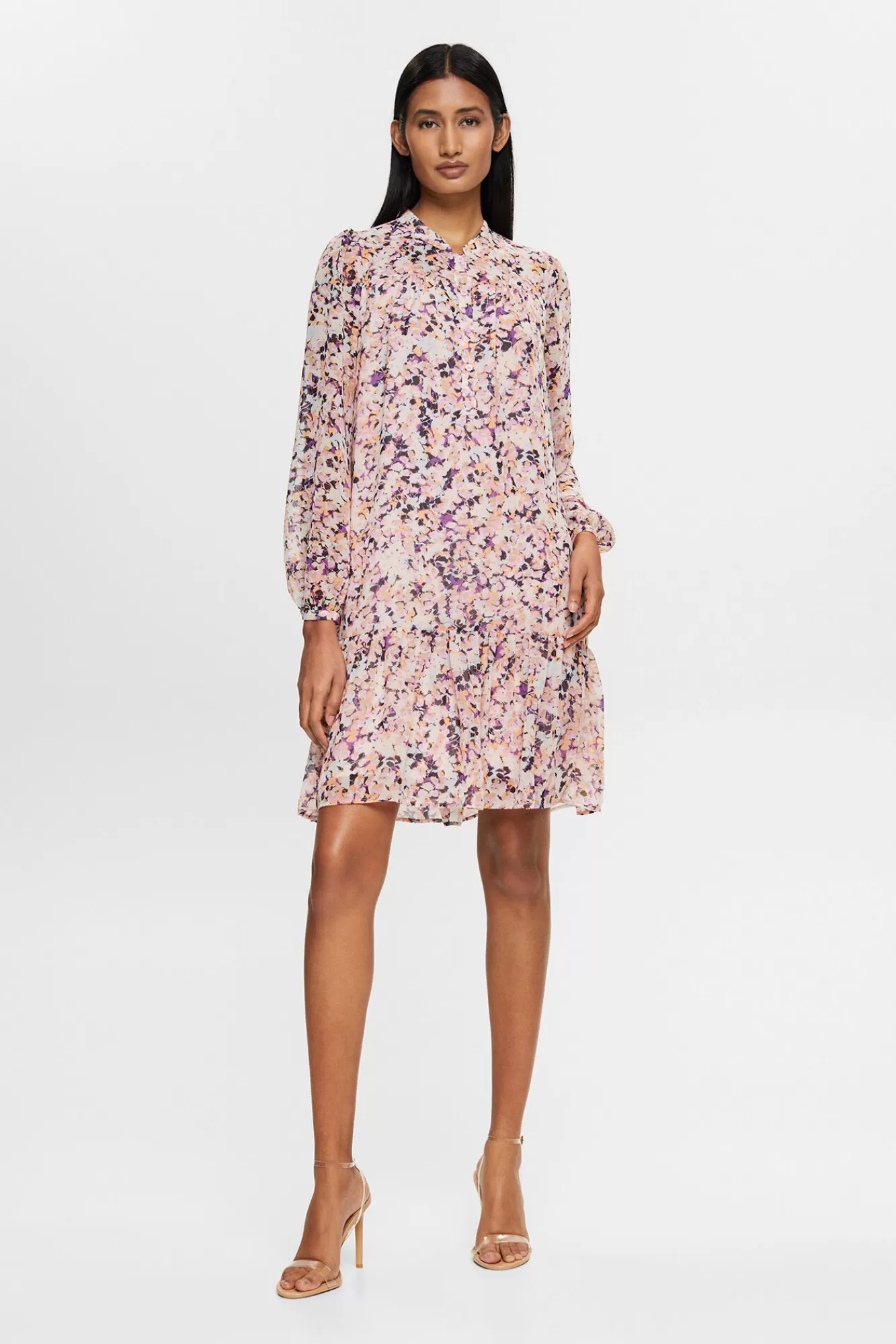 Discount Esprit Floral Print Midi Dress With Ruffles Multicolour