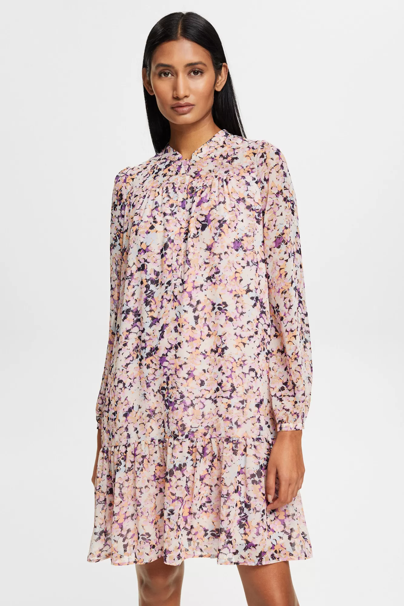 Discount Esprit Floral Print Midi Dress With Ruffles Multicolour