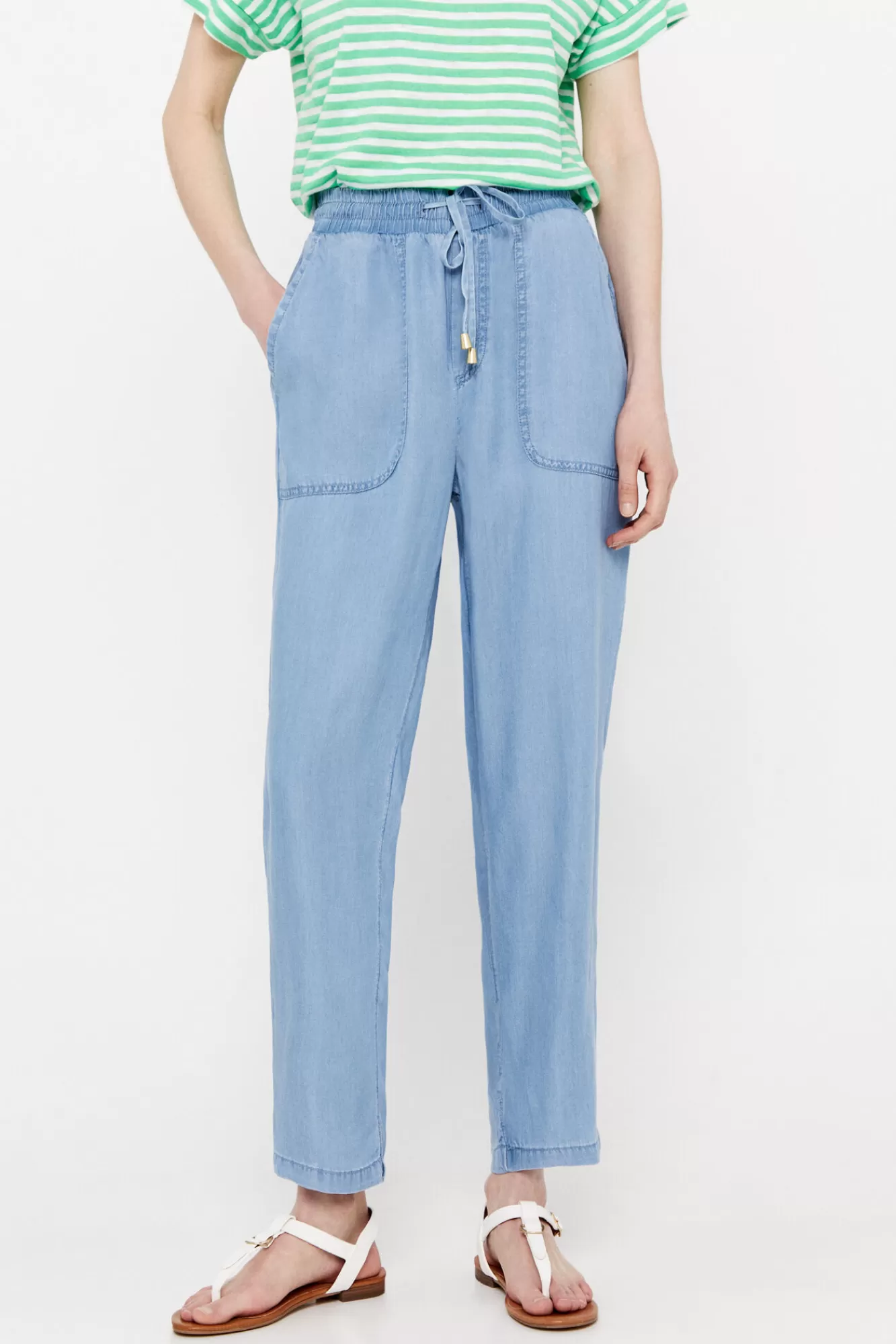 Online Cortefiel Fluid 100% Tencel Trousers Blue