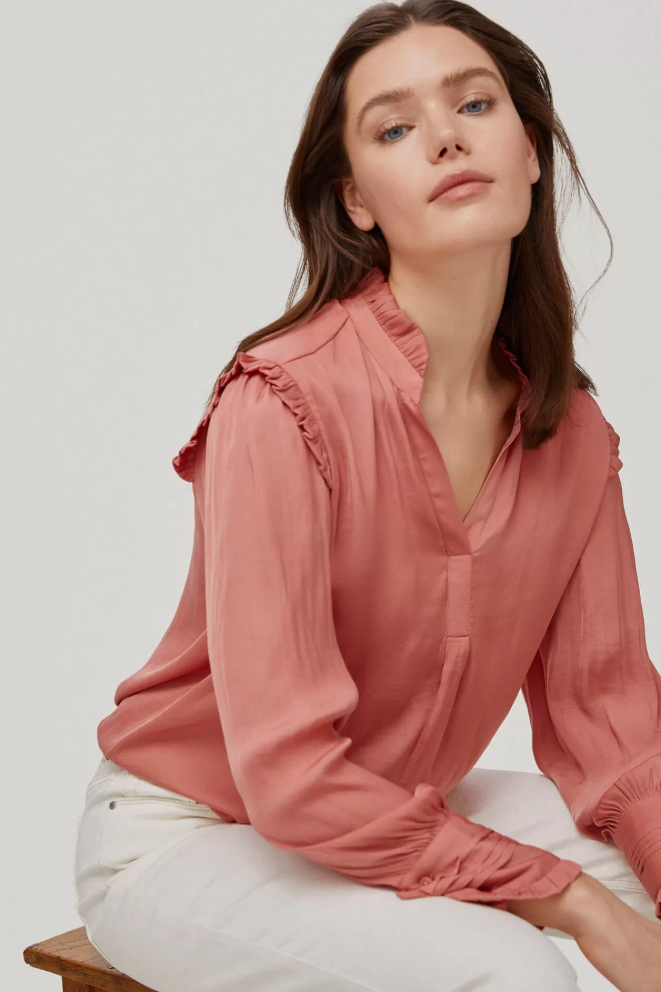 Best Sale Pedro del Hierro Fluid Ruffle Blouse Pink