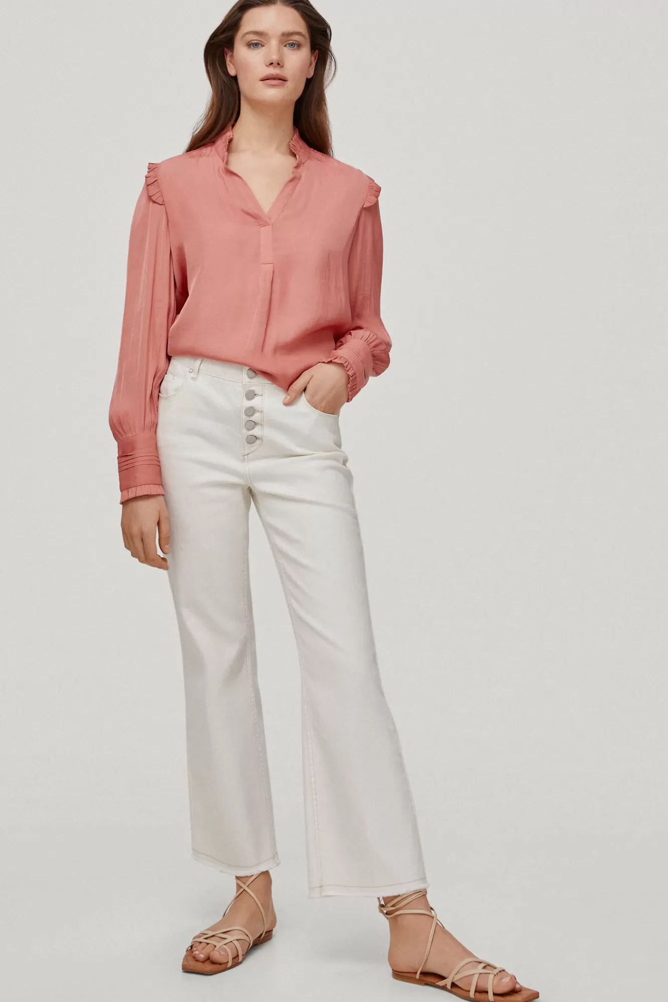 Best Sale Pedro del Hierro Fluid Ruffle Blouse Pink