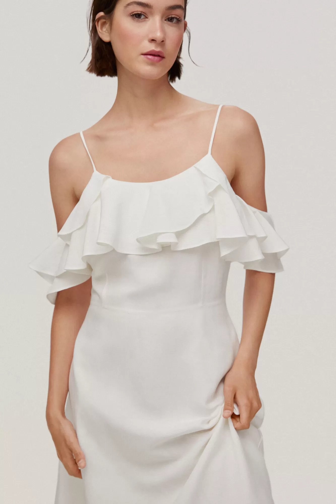 Store Pedro del Hierro Fluid Ruffle Dress White