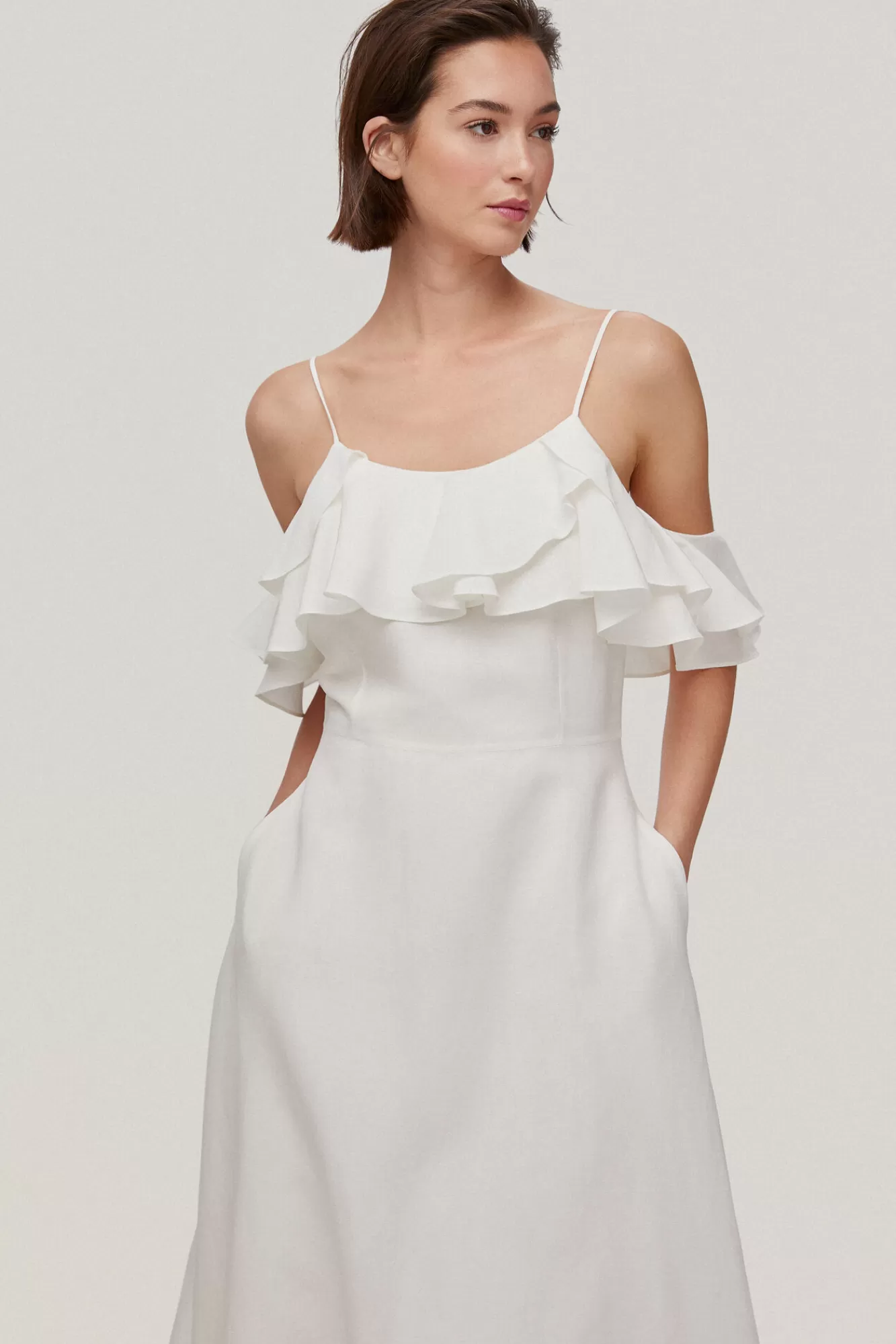 Store Pedro del Hierro Fluid Ruffle Dress White