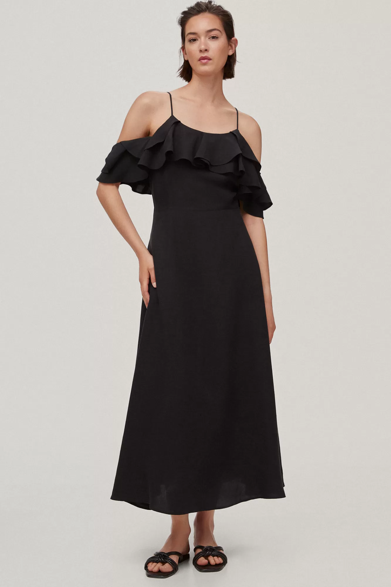 Online Pedro del Hierro Fluid Ruffle Dress Black